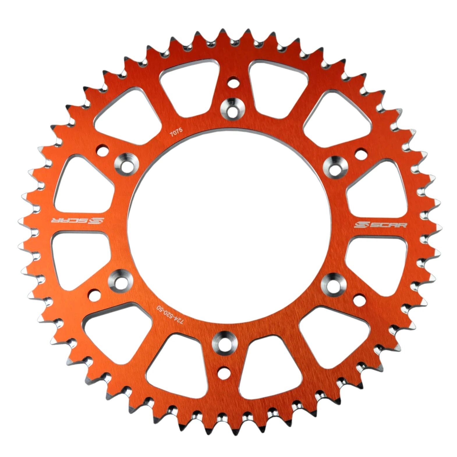 SCAR Corona Aluminio Antibarro Compatible con KTM SX/SXF/EXC/EXCF 125 150 250 300 350 450 500 93-23, Naranja - 48 dientes