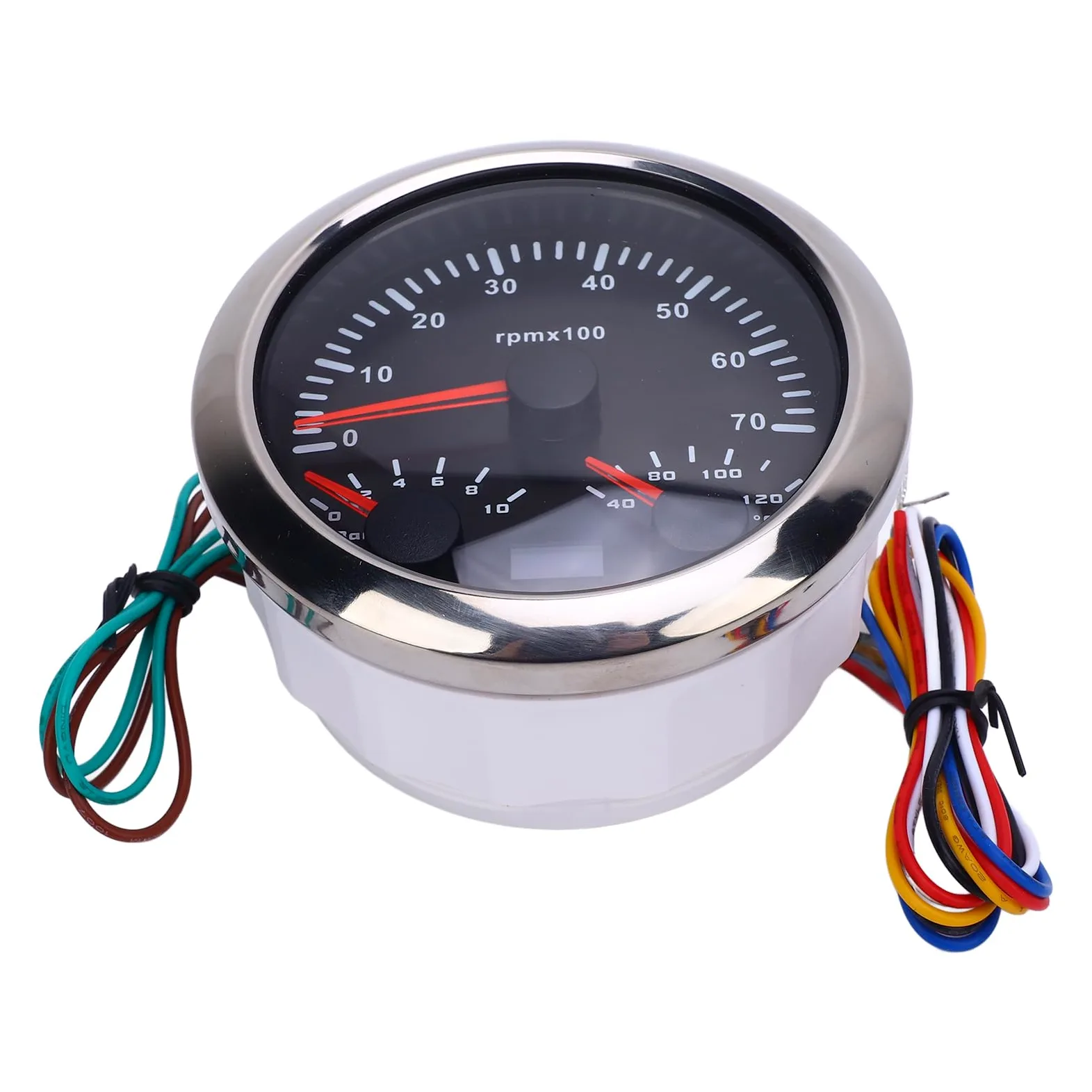 Medidor de tacómetro Torvex, medidor de RPM 3 en 1 de 85 mm con medidor de temperatura de agua y presión de aceite 7000 RPM DC 9-32 V para camión, tractor y coche (Esfera negra y bisel plateado