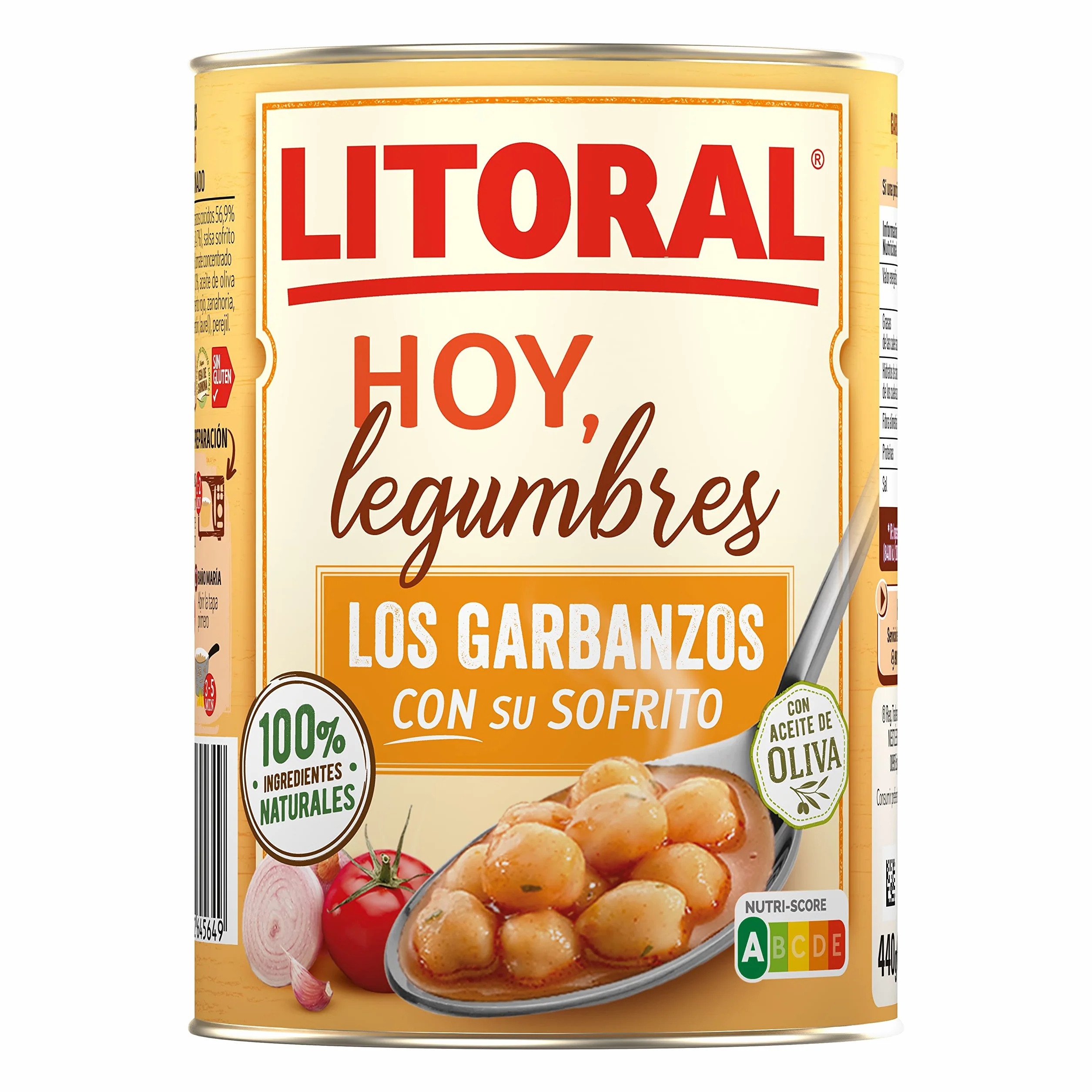 LITORAL Hoy Garbanzos con Sofrito Sin Gluten 440 g