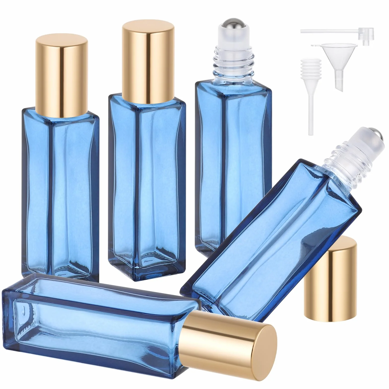 Segbeauty Roll On Rellenable 5 Piezas 10ml Botellas de Vidrio con Bola de Acero Inoxidable para Aceites Esenciales