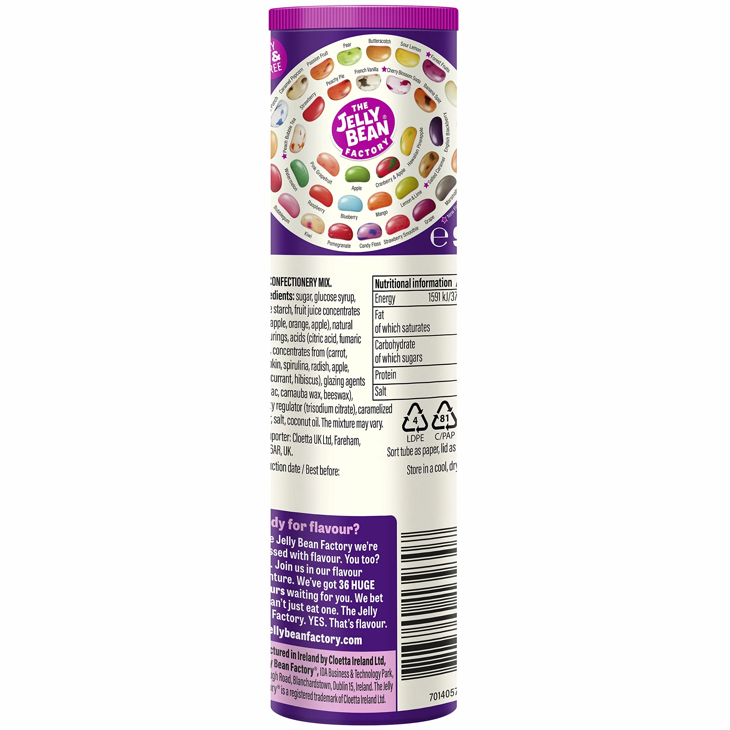 Jelly Bean Factory Gourmet Tube Mezcla de 36 Caramelo de impulso 1 x 90g