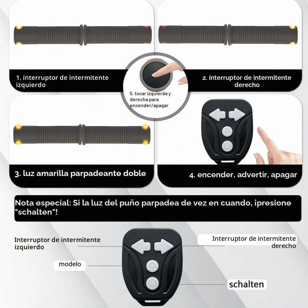 E Scooter Intermitente con Luz Manillar, Carga Inalámbrica en Empuñadura y Mando a Distancia para Xiaomi M365 Pro1 Pro2, Ninebot Max G30 G30D