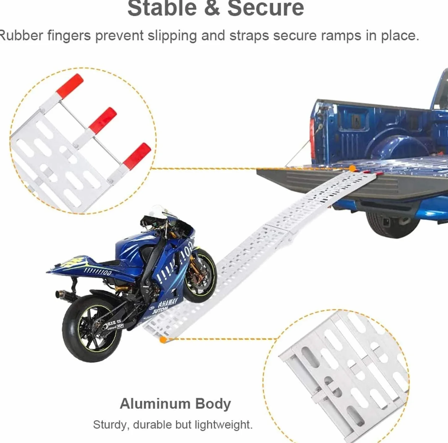 2 rampas de carga 400 kg, carril de carga de acero galvanizado, aluminio, antideslizantes, para motocicleta, cortacésped, tractor de césped, longitud 160 cm