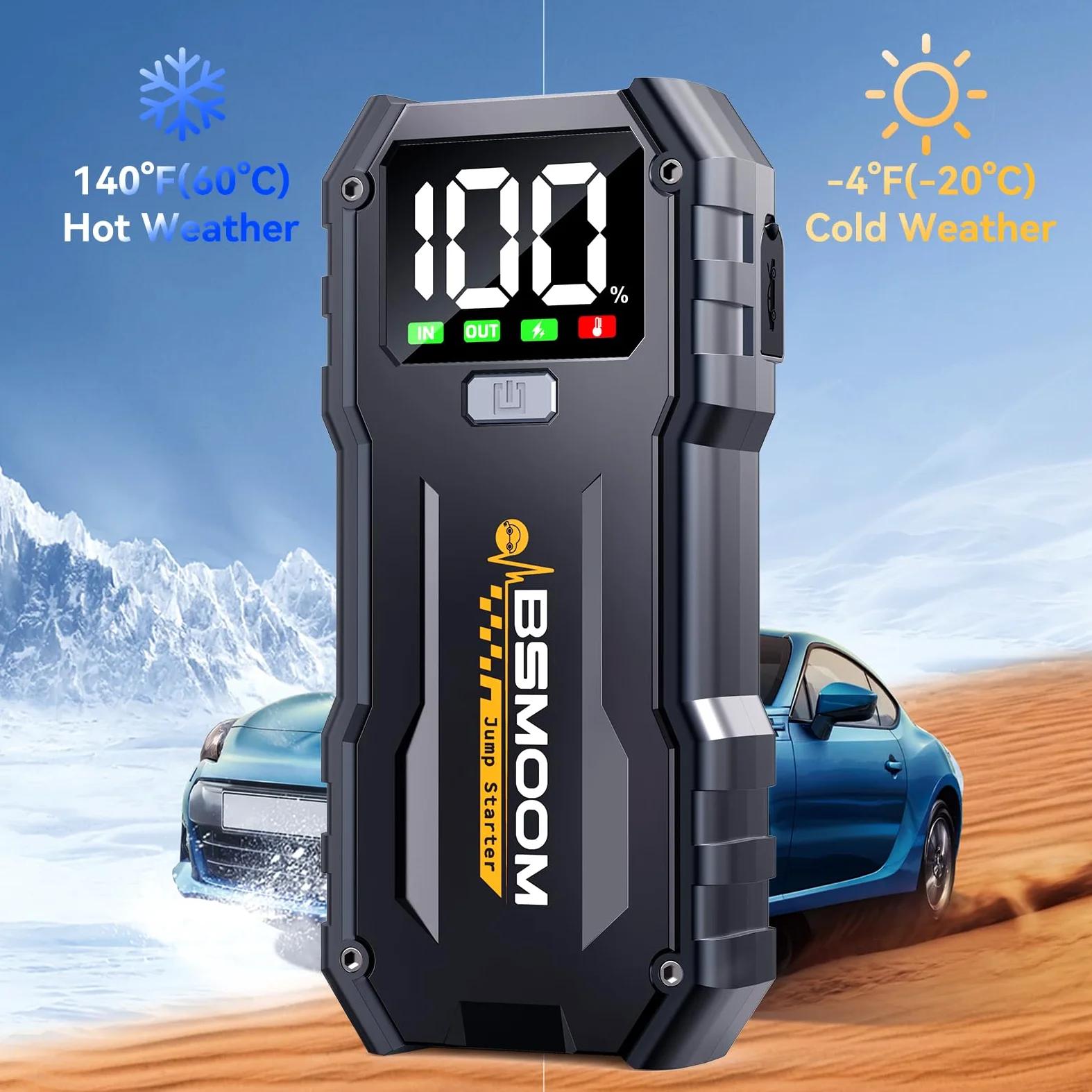 Arrancador de Baterias de Coche, 5000A Arrancador de Coches Portatil (para 10.0L de Gasolina o 8.0L de Diésel) 12 V Booster con Carga rápida USB y Linterna LED de Emergencia