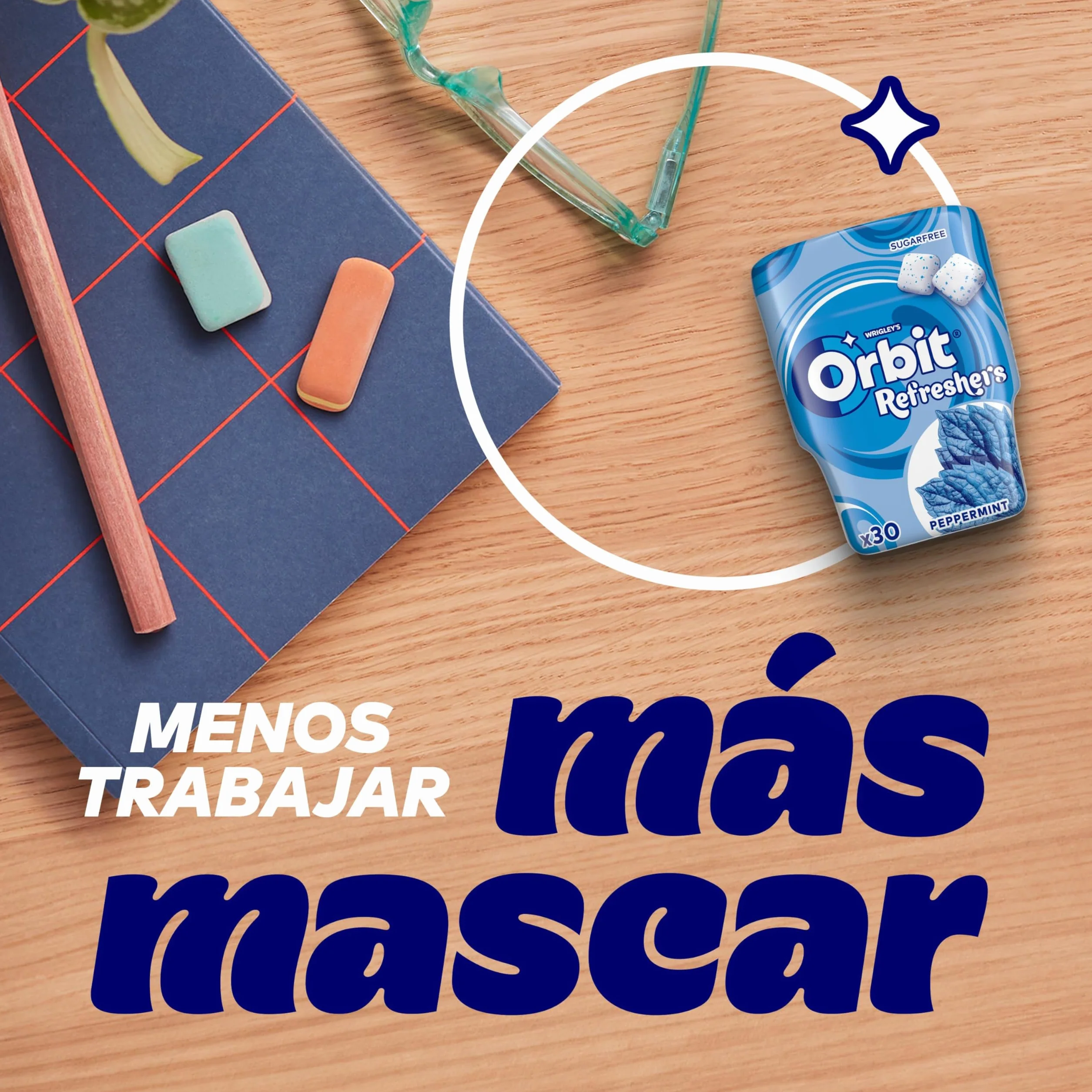 Orbit Refreshers Chicles Sin Azúcar Sabor Menta Frescura Inmediata 6x30