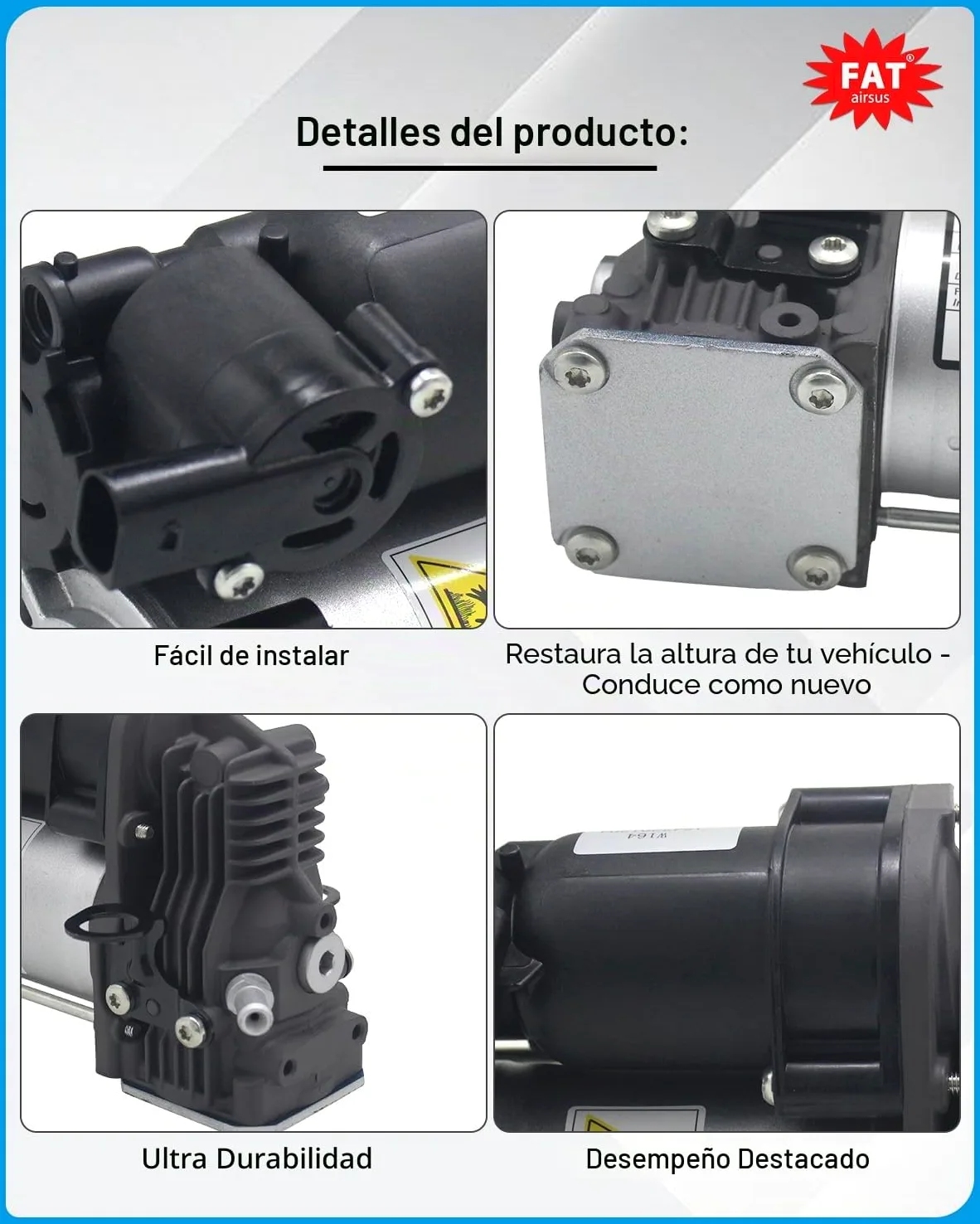 Bomba de compresor de suspensión de aire para Mercedes Benz W164 X164 GL350 GL450 GL550 ML350 ML450 ML500 ML550 ML63AMG 2006-2012 1643201204 A1643200504