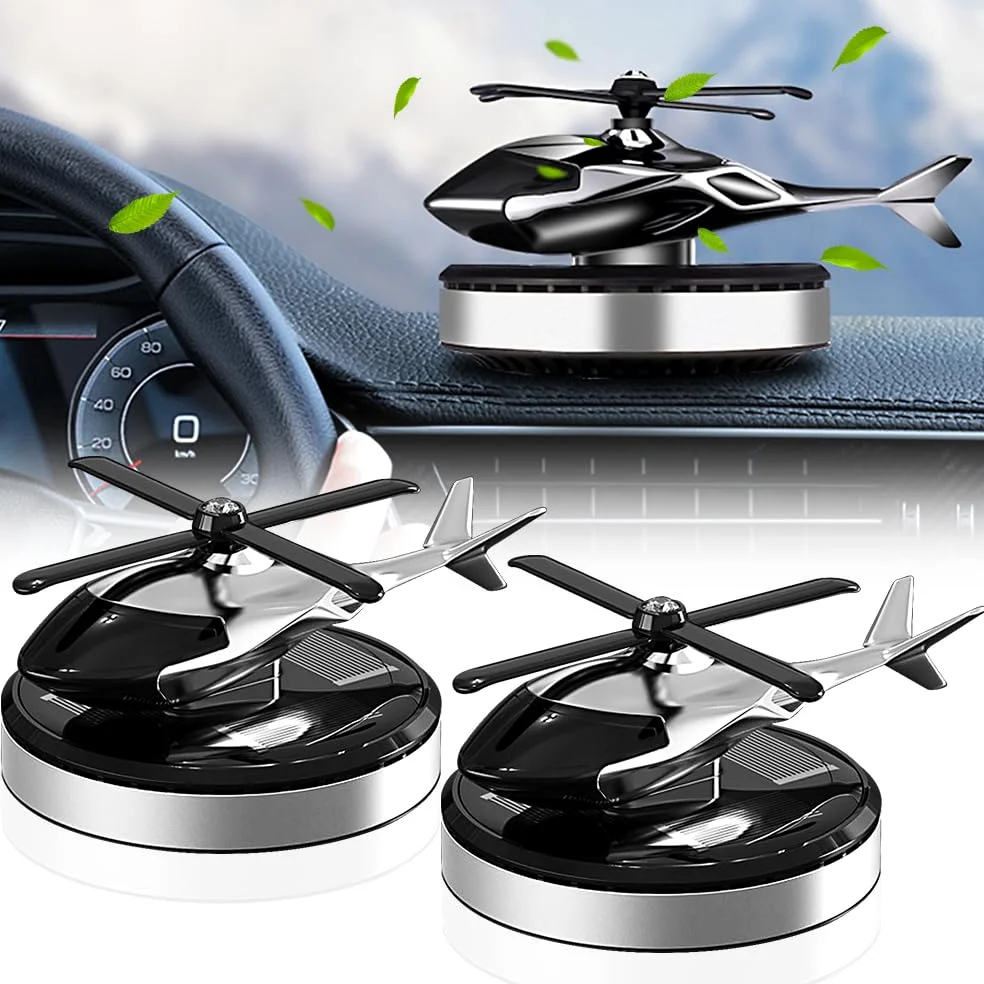 Difusor de ambientador para coche, helicóptero creativo de energía solar giratorio, aromaterapia, aviación, aleación, difusor solar fuerte con tecnología eliminadora de olores para coche,