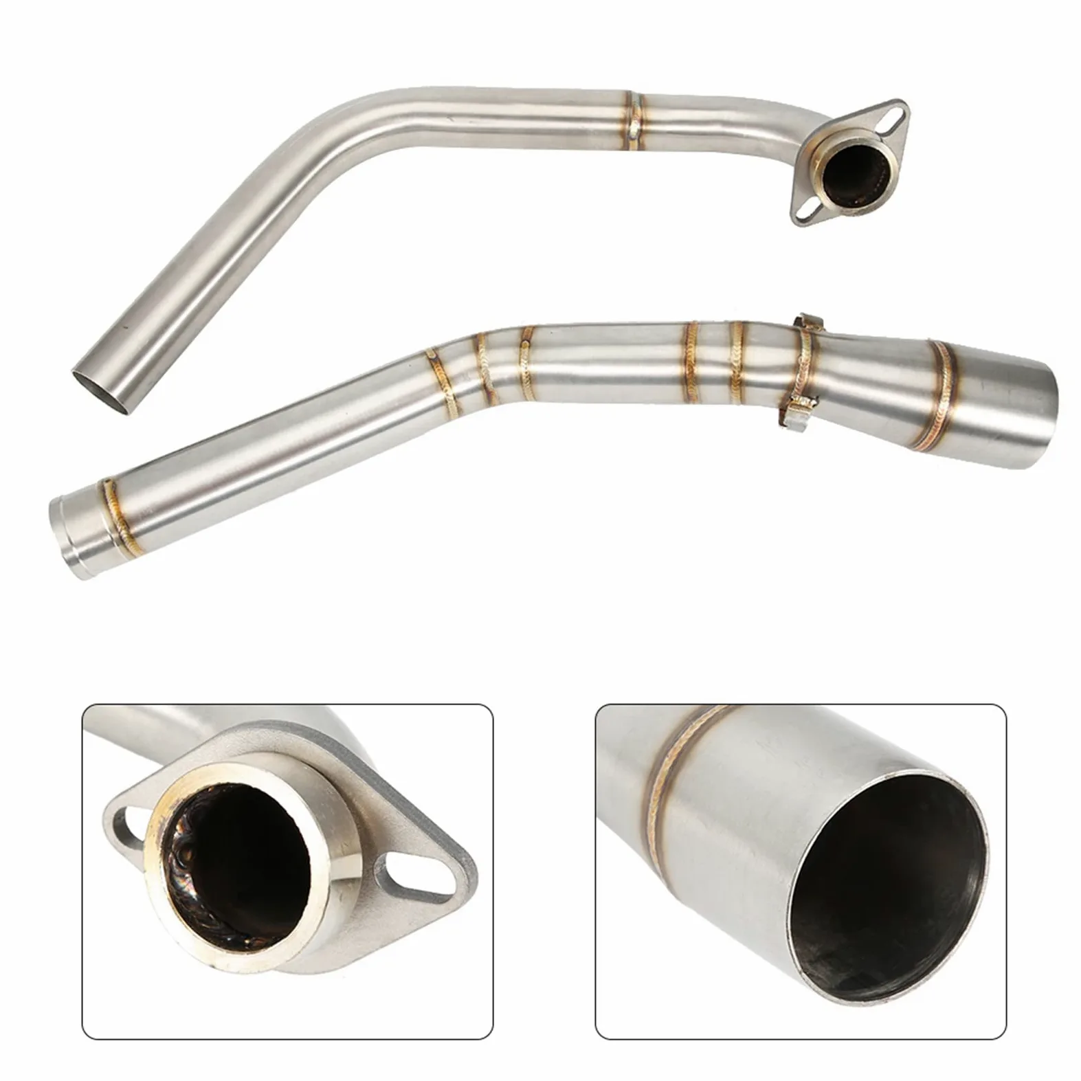 Tubo de enlace medio de escape, tubo de enlace medio de escape de modificación de motocicleta apto para YZF R15 MT-15 MT-125 2008-2017 para tubo yzf 125r125 + tubo descendente yzf r125