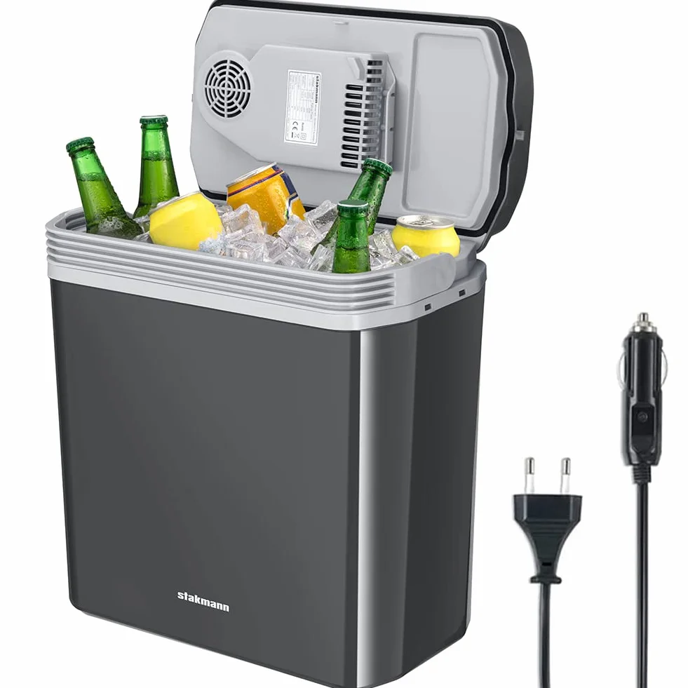 Nevera eléctrica portátil para coche de 24 litros, mini nevera con mango ergonómico, enchufe de 230 V y 12 V, modo frío y cálido, ideal para camión, coche, barco, camping, autocaravana