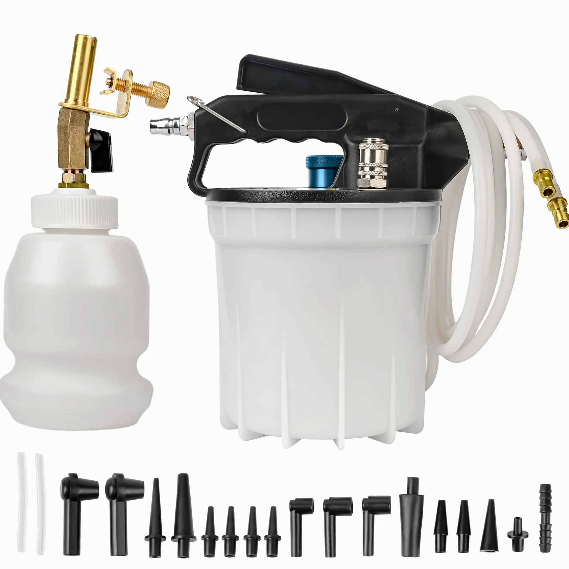 Kit de purgador de frenos al vacío de 2 litros con extractor de líquido de frenos de 2 L y botella de recarga de 1 L, juego de herramientas neumáticas para coche, coche, camión, EE. UU