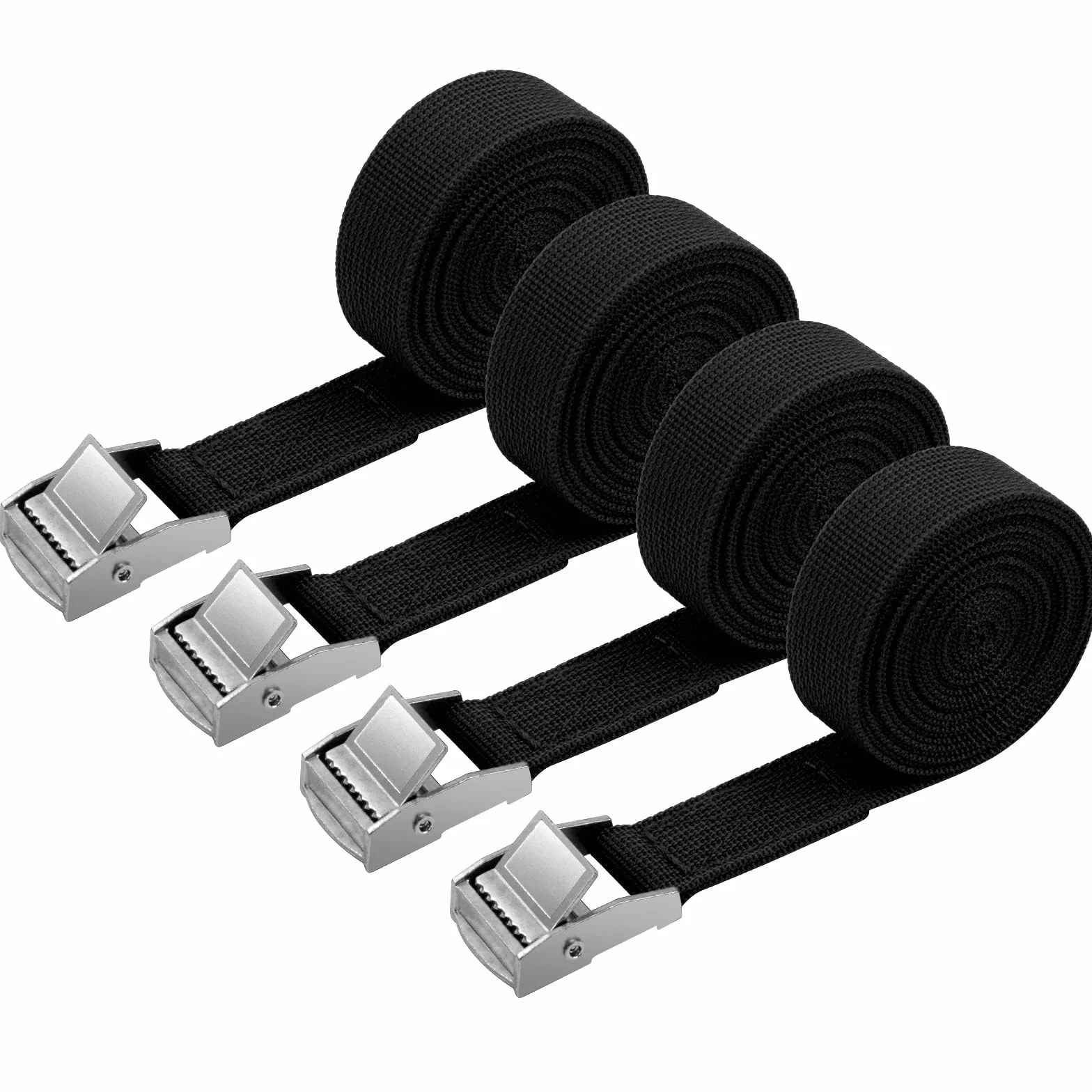 4 Pcs 180kg Cinchas Correa de Amarre Rapido Hebilla para Baca Coche 2M Negro