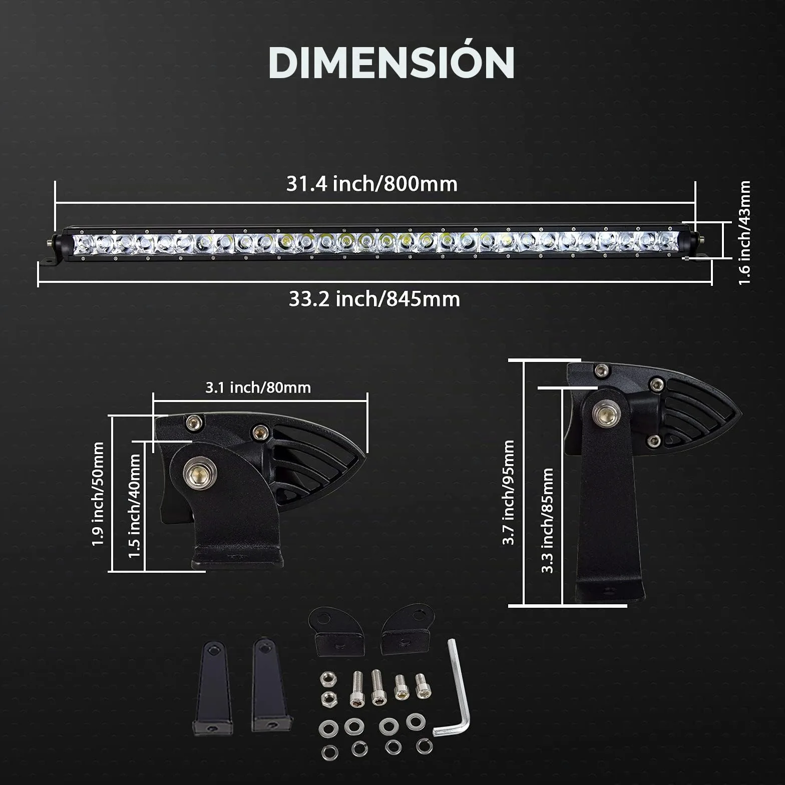 RIGIDON 32 Pulgadas 80cm 150W Foco Barra de luz led y 12V cableado Kit | faro de largo alcance, unica fila, barras luminosas, para off road camión coche ATV 4x4 todoterreno barco, lámpara de trabajo