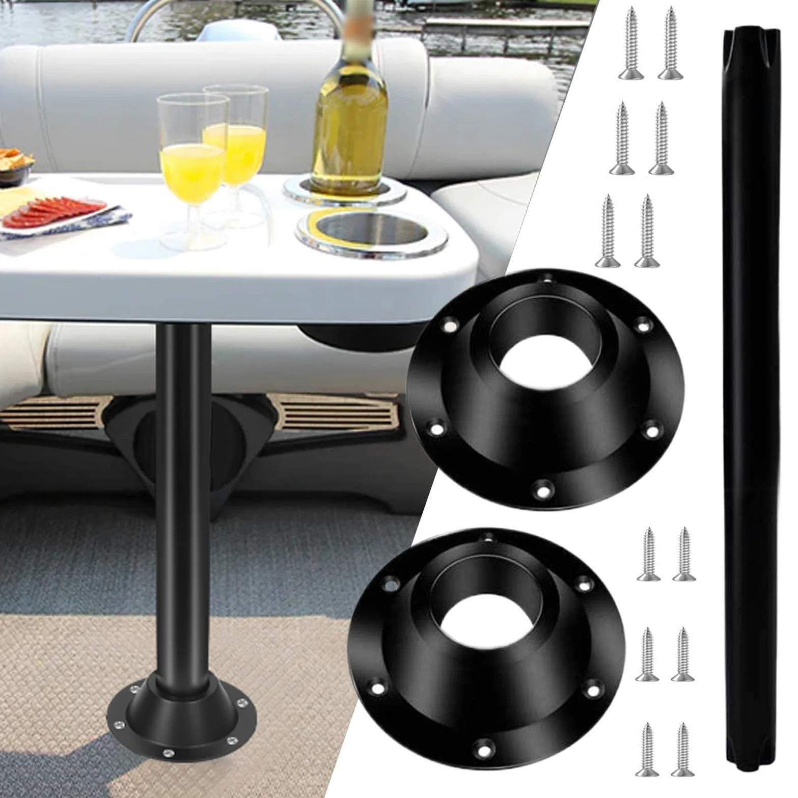 Montaje de mesa RV, aleación de aluminio Montaje y pierna de la base de la mesa RV, accesorios interiores de vehículos recreativos de servicio pesado, base de soporte de pedestal de mesa para barcos d