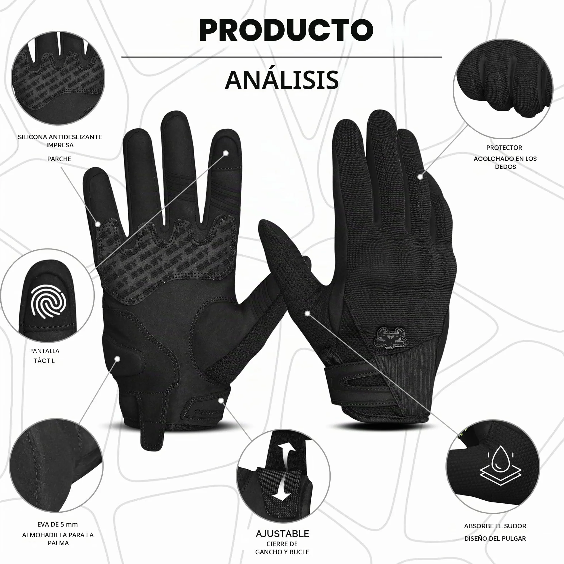 BEAST RAGE Guantes de moto de verano - Guantes de equitación con pantalla táctil transpirables para hombres y mujeres, guantes ligeros para correr off-road con protectores de dedos, agarre