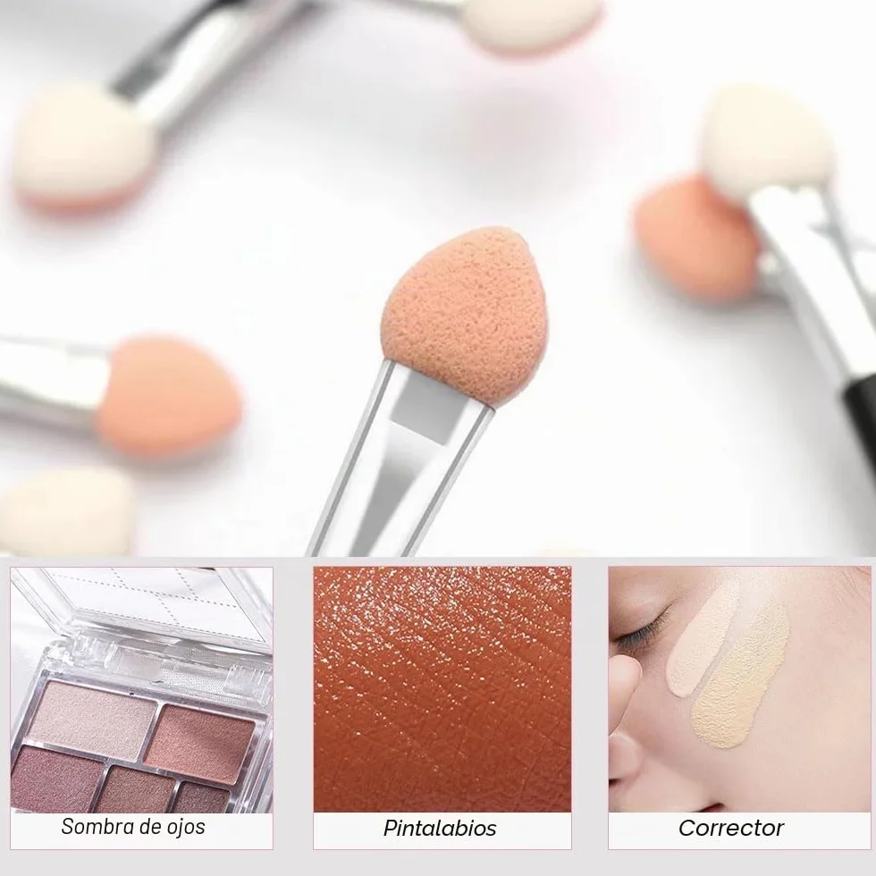 Brochas para Sombra de Ojos de Doble Punta, 12 Esponjas Aplicadoras