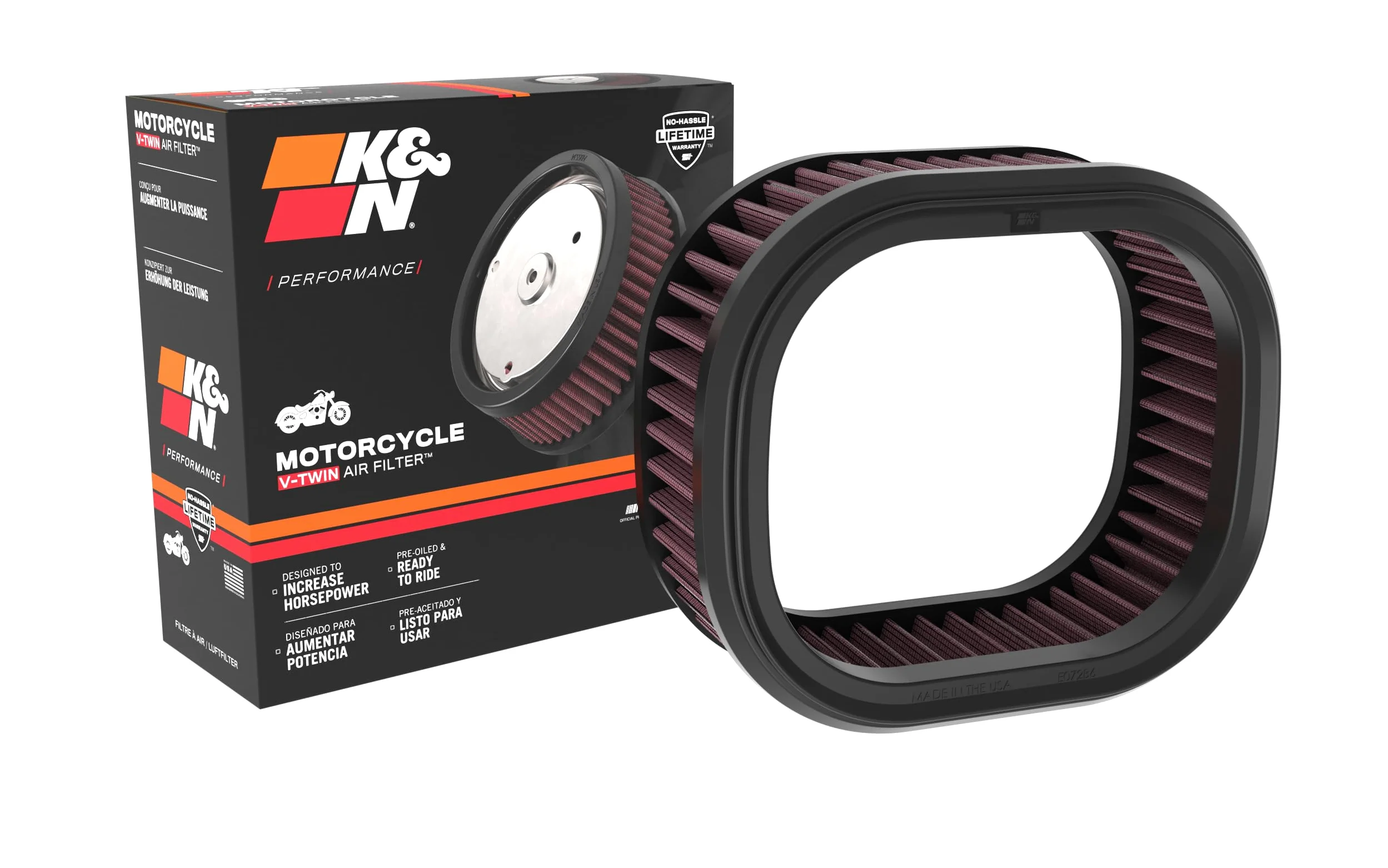 K&N Filtro de aire del motor: alto rendimiento, premium, filtro de aire Powersport: compatible con Indian Chief/Chief Boober Dark Horse/Dark Horse/Super Chief, PL-1822
