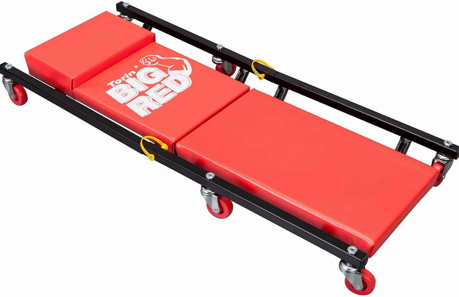 BIG RED Rolling Garage/Shop Creeper: 2 piezas, carrito mecánico acolchado de 36 pulgadas con reposacabezas y 6 ruedas, rojo TR7565R-2 Torin