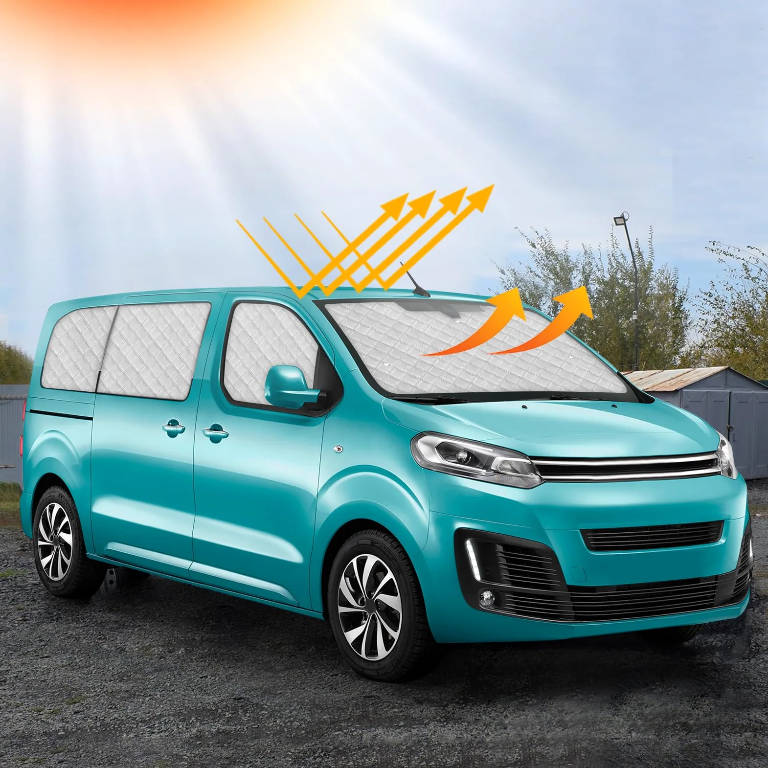 9 Piezas Parasol del Parabrisas Automóvil Reemplazo para Citroen Jumpy 2016-2024 LWB, Reemplazo para Opel Vivaro 2019-2024 LWB, Cabina del Conductor Cubierta de Parasol Automóvil