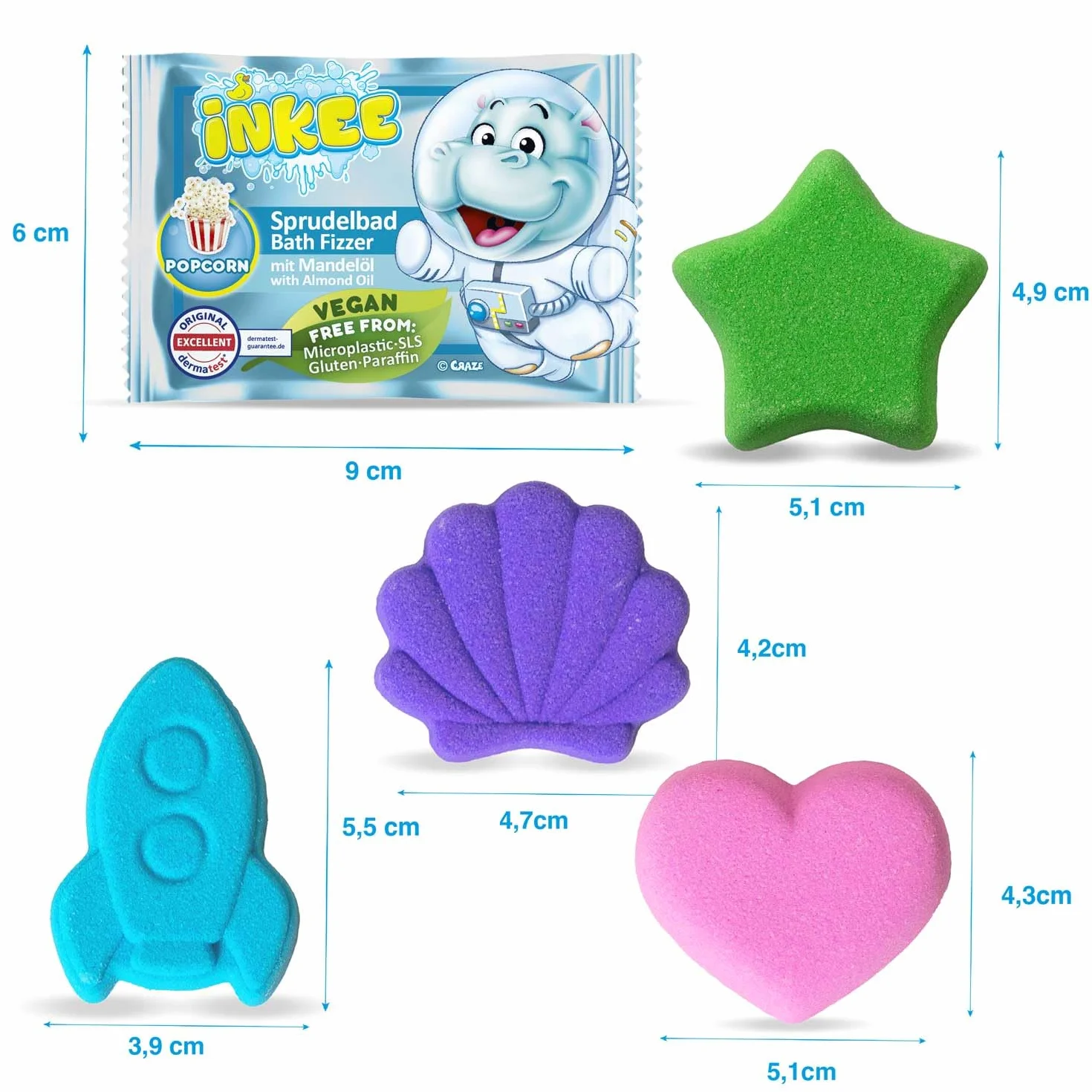 INKEE Bath Fizzer Bomba de Baño Efervescente para Niños 1 Unidad Colores y Aromas Surtidos