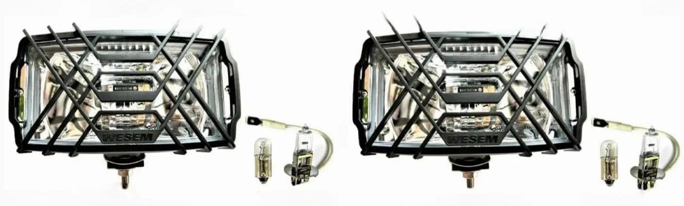2 Faros Coche Halógenos H3 Cromados, 12 V, 24 V, con Bombillas de 12 V