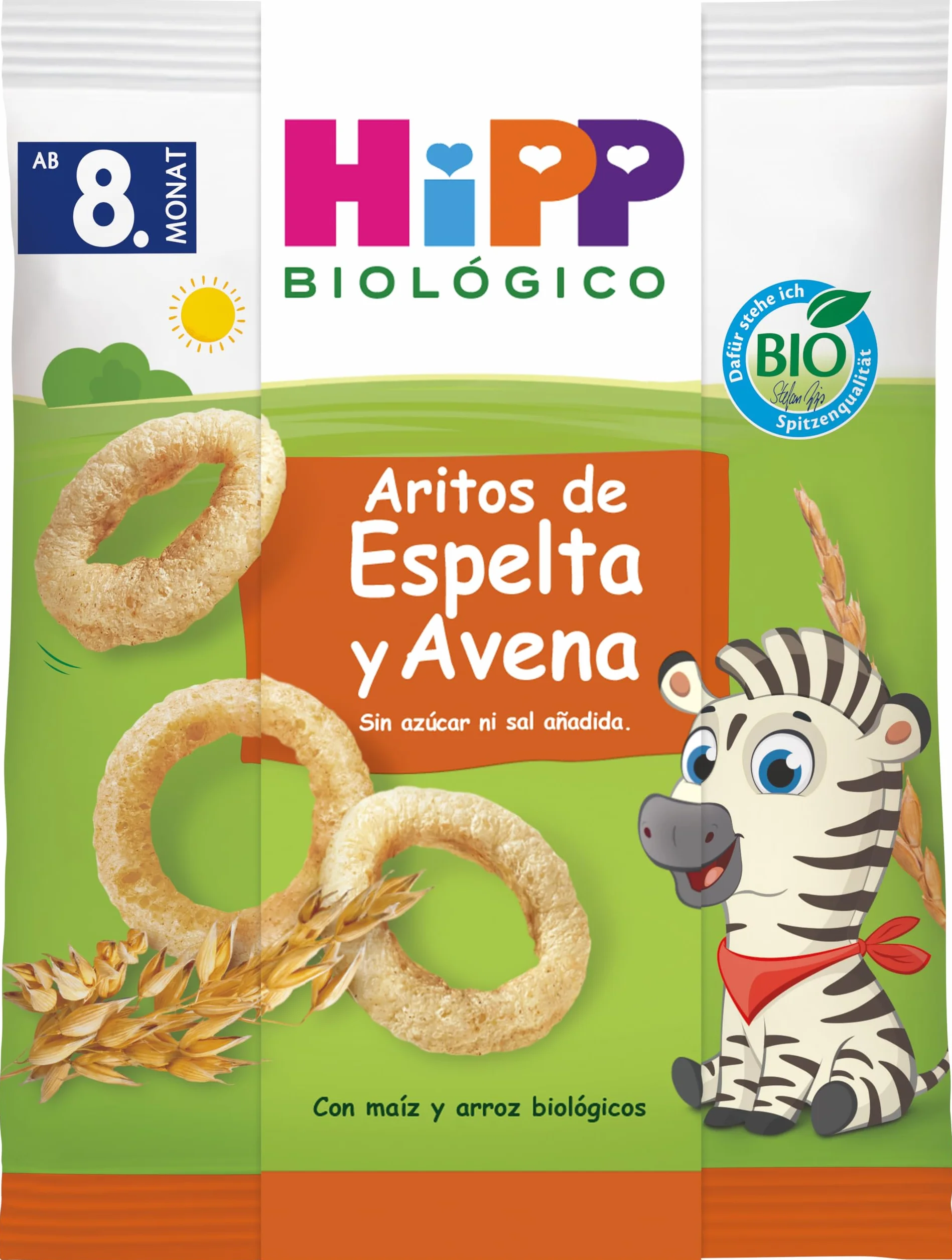 HiPP Biológico Snack de Aritos de Espelta y Avena BIO 30g Sin Sal Añadida Sin Azúcar Añadido Apto 8 Meses