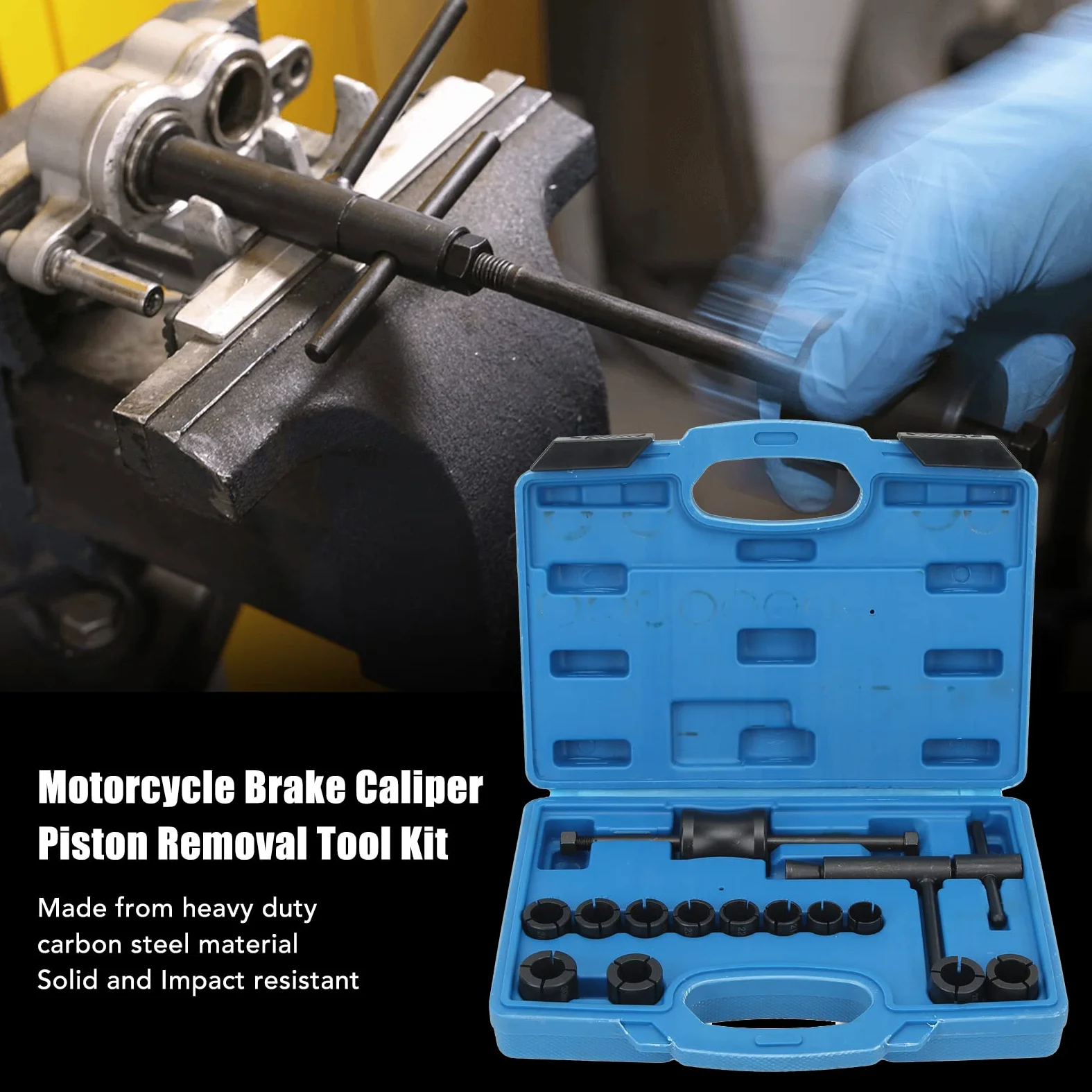 Juego de Extracción de Pistón de Freno de Motocicleta Aramox, Herramienta de Extracción de Pistón de Pinza de Freno de Motocicleta, 12 Adaptadores, Ajuste Universal para