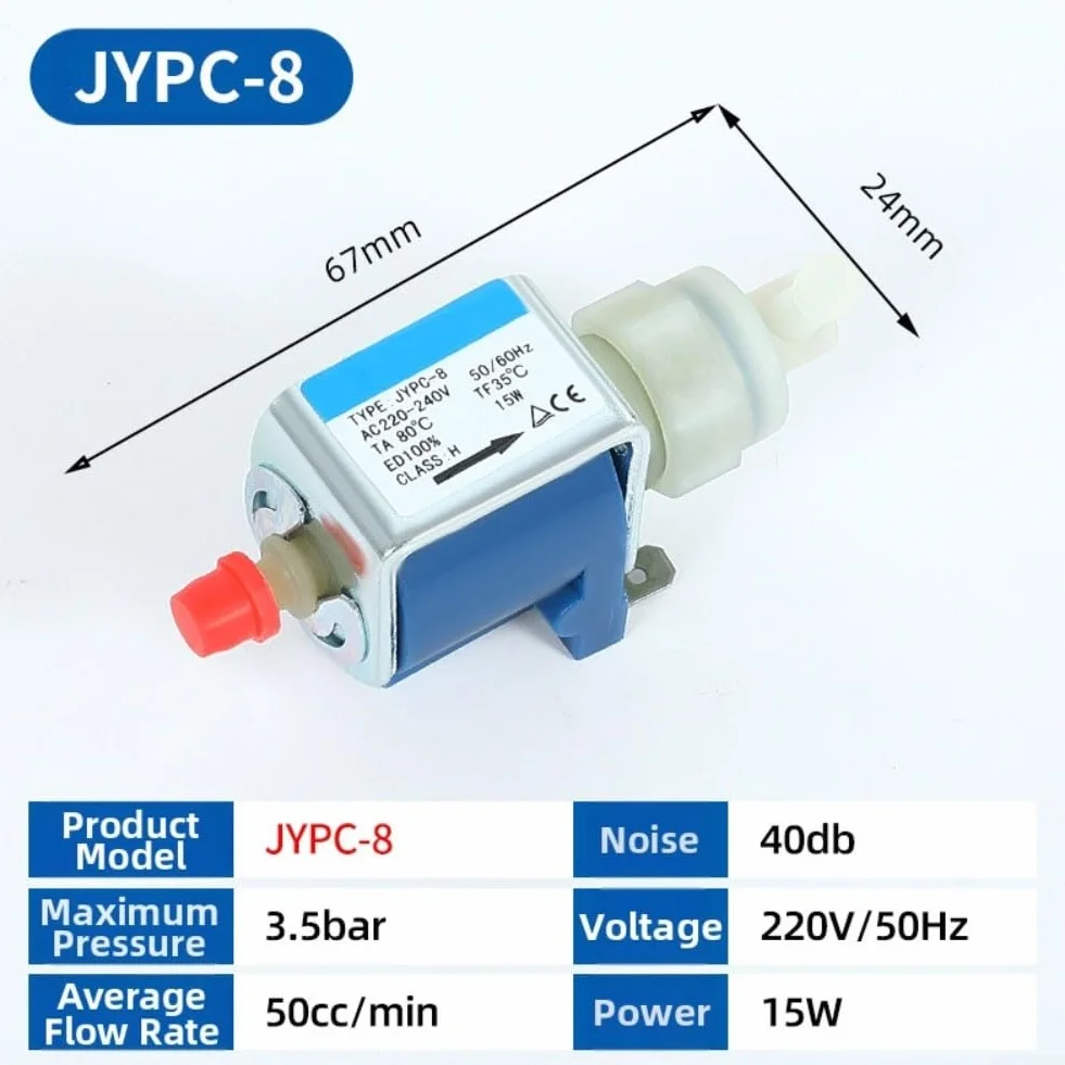 Bomba electromagnética JYPC-8 para vapor para máquinas de café y dispositivos domésticos que ofrece un funcionamiento silencioso y una presión de agua confiable