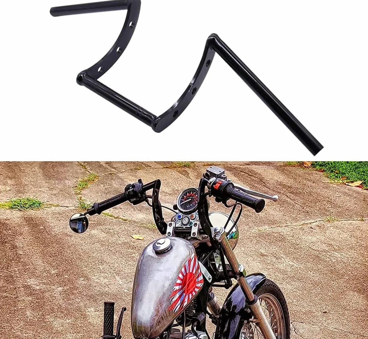 Manillar Moto 22 mm,Manillar Z Universal para Drag Custom Bobber Chopper Cruisers Softail Dyna Sportster-Negro