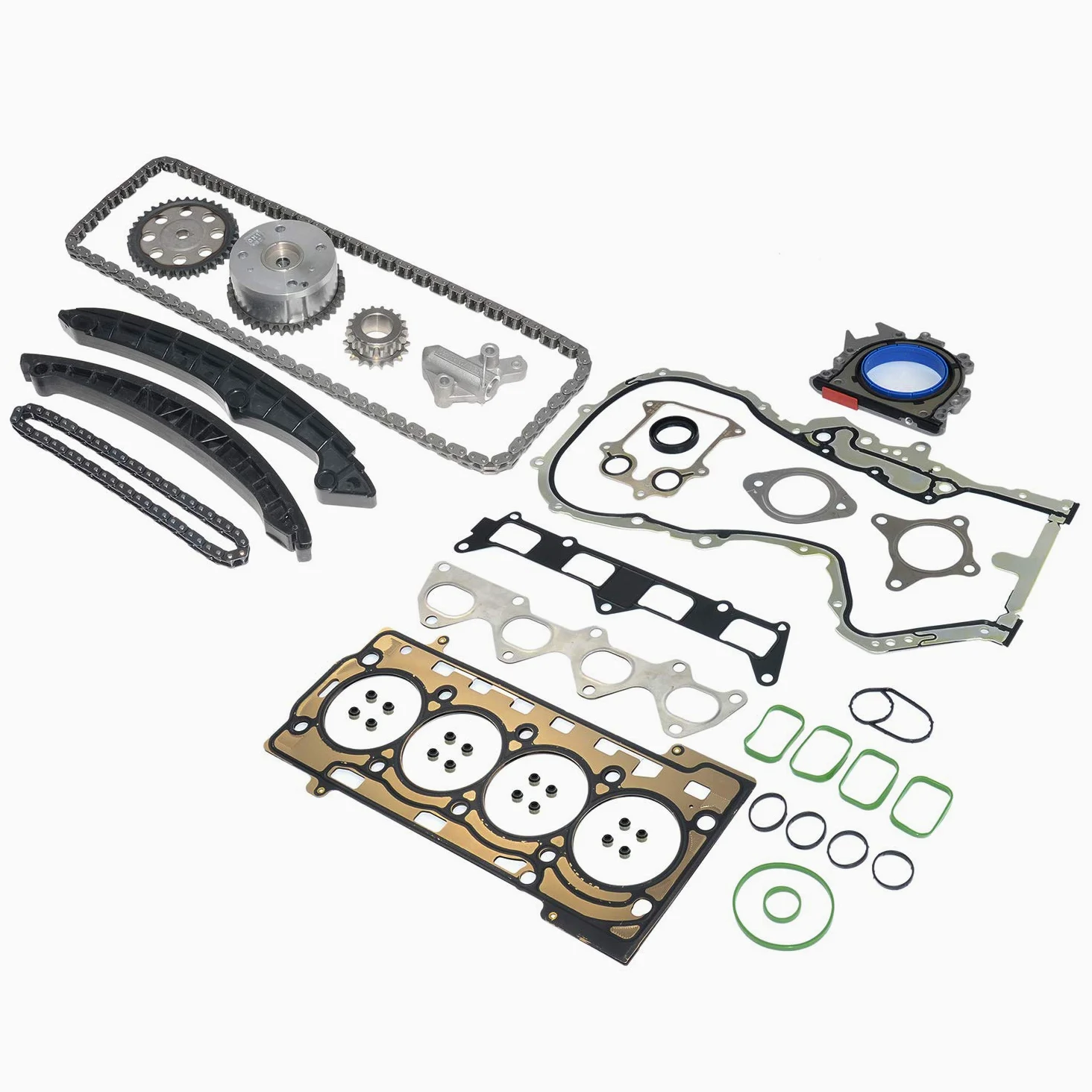 Bisenya Kit de cadena de distribución VVT y juntas de cubierta de cabeza compatibles con 1.4 TSI CAX CAV CTH BKG AXU 1.6 FSI BLP 03C109287G 03C109287F