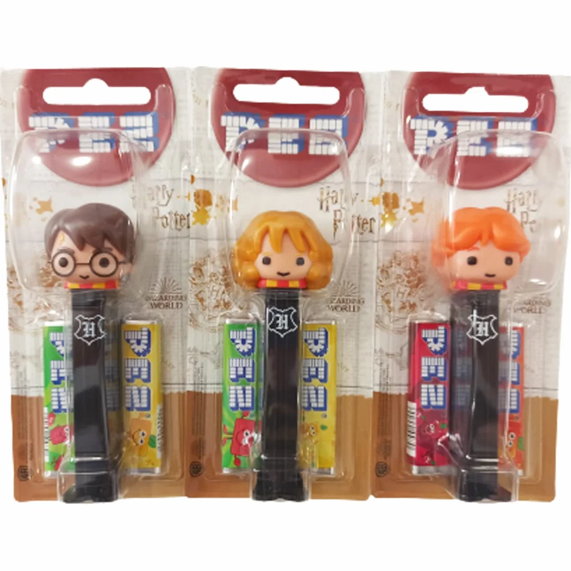 Harry Potter PEZ Set 3 Dispensadores 2 Recargas Caramelos 8,5g