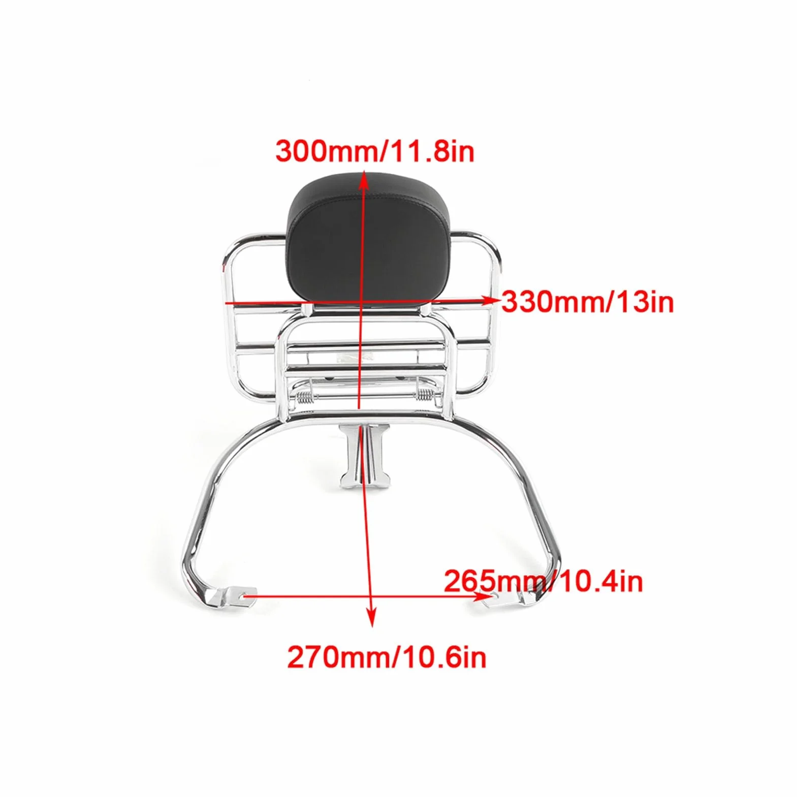 Generic Portaequipajes Trasero para Motocicleta Duradero con Respaldo para Sprint Primavera 150, Placa Cromada de Aleación de Acero, Fácil de Instalar