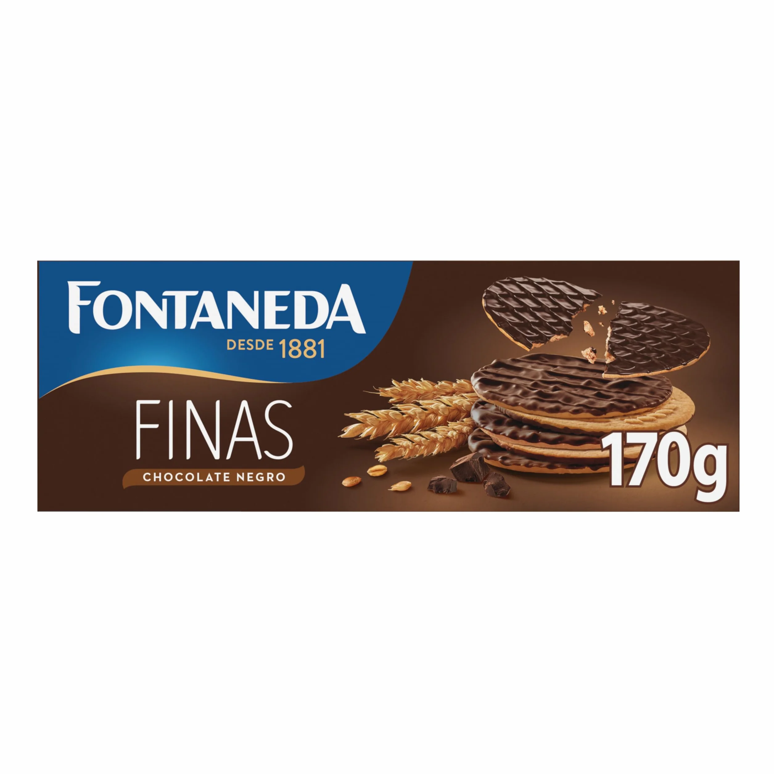 Fontaneda Galletas Digestive Finas Cubiertas de Chocolate Negro, 170 g
