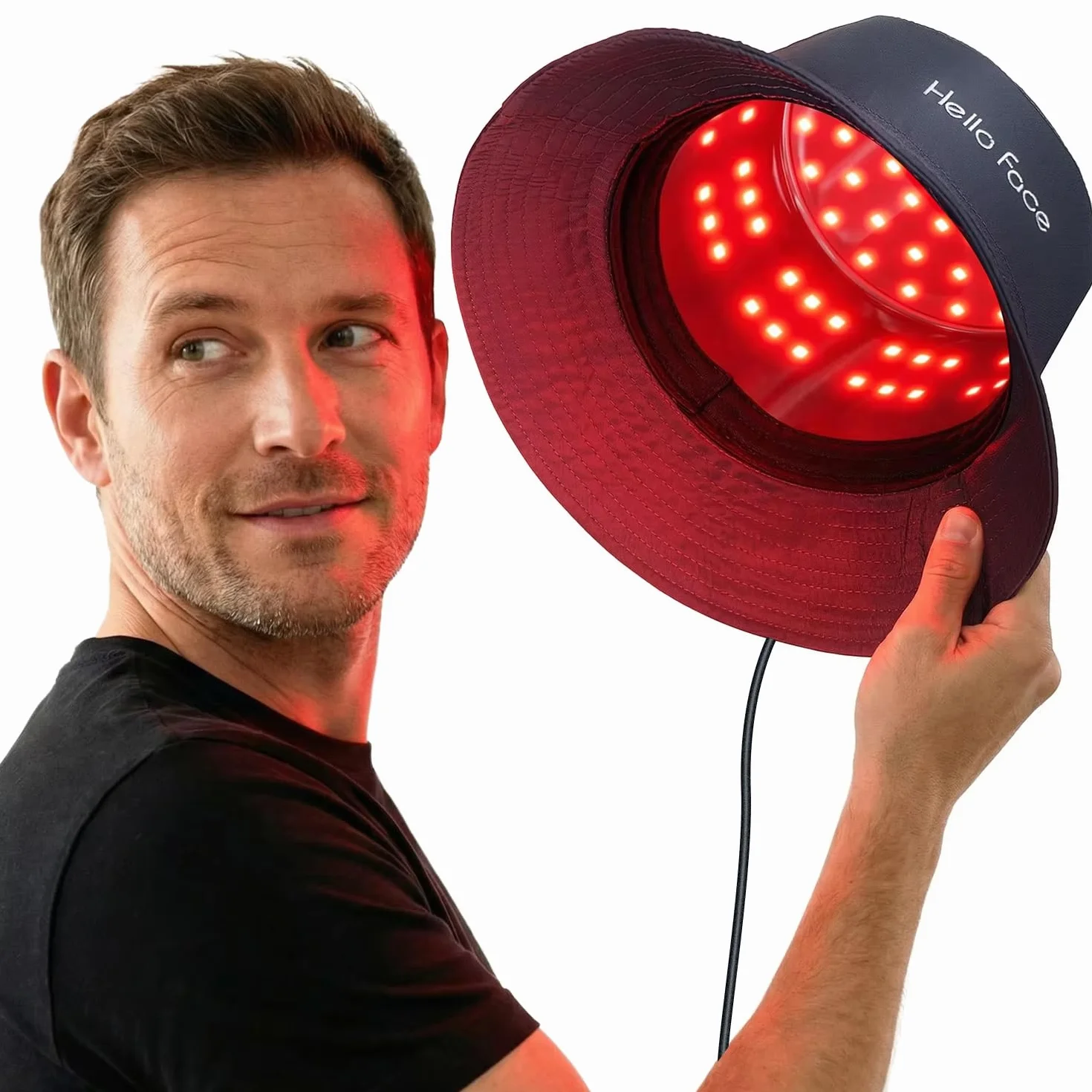 Gorro LED crecimiento cabello luz roja 660 nm infrarroja 850 nm cobertura total cuero cabelludo 62 cm