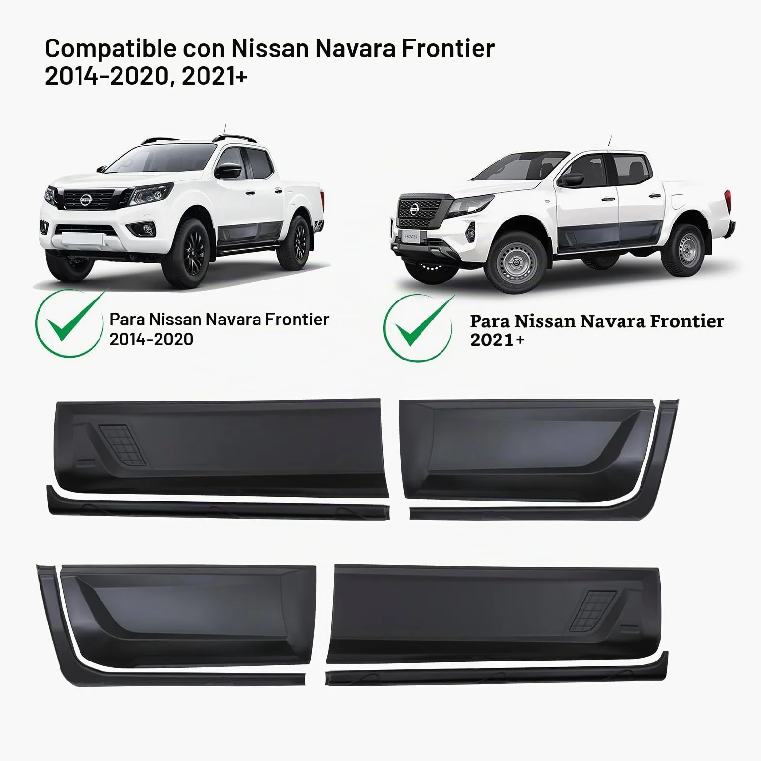 Revestimiento de carrocería para Nissan Navara 2015-2024 NP300 D23 Doble Cabina Paneles de Puerta Lateral