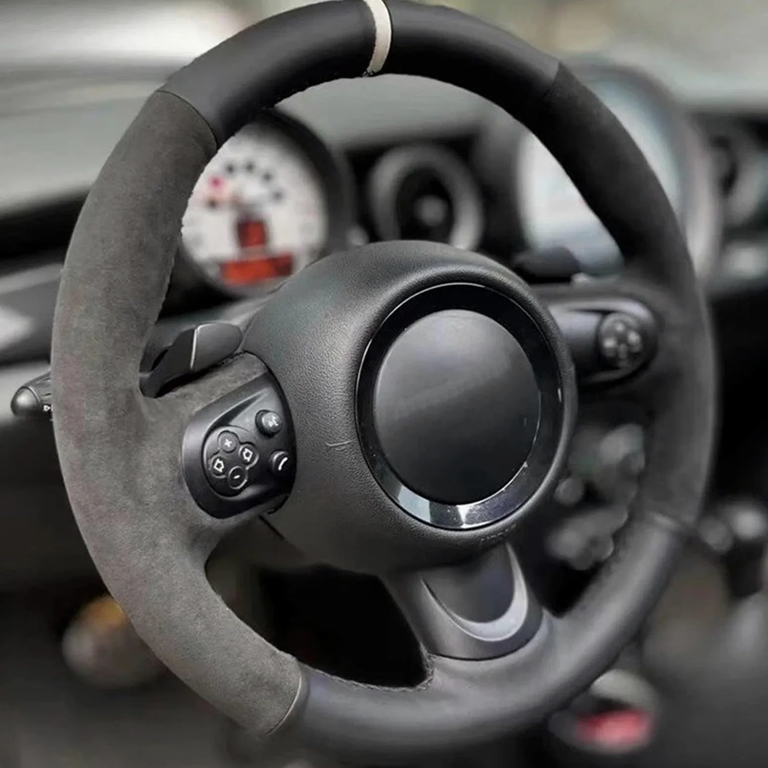 Funda para Volante de Coche de Cuero Genuino Cosida a Mano (2) para Mini Cooper Hatchback R56 R57 Clubman Clubvan y Coupé