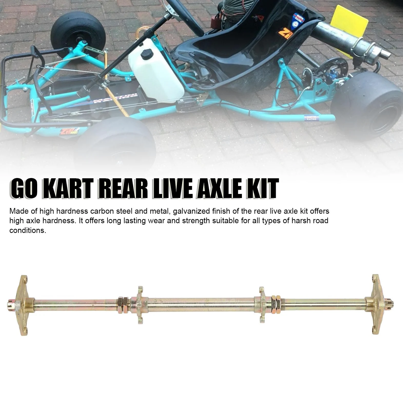 Keenso Kit de Eje para Kart, Conjunto de Eje de Transmisión Trasero de 32 Pulgadas, Piñón 428 de 37 Dientes, Disco de Freno de 7,5 Pulgadas y Juego de Cadena para ATV, Quad, Drift y
