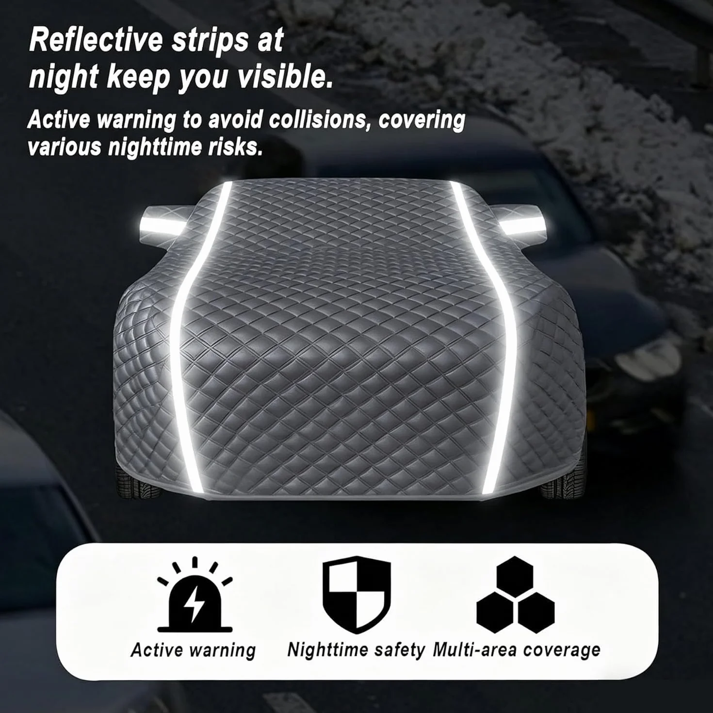 Funda Coche Antigranizo para Jeep Renegade,Cobertor para Auto contra Granizo,Funda de Coche Exterior Impermeable con Cremallera Lateral Tiras Reflectantes Largas