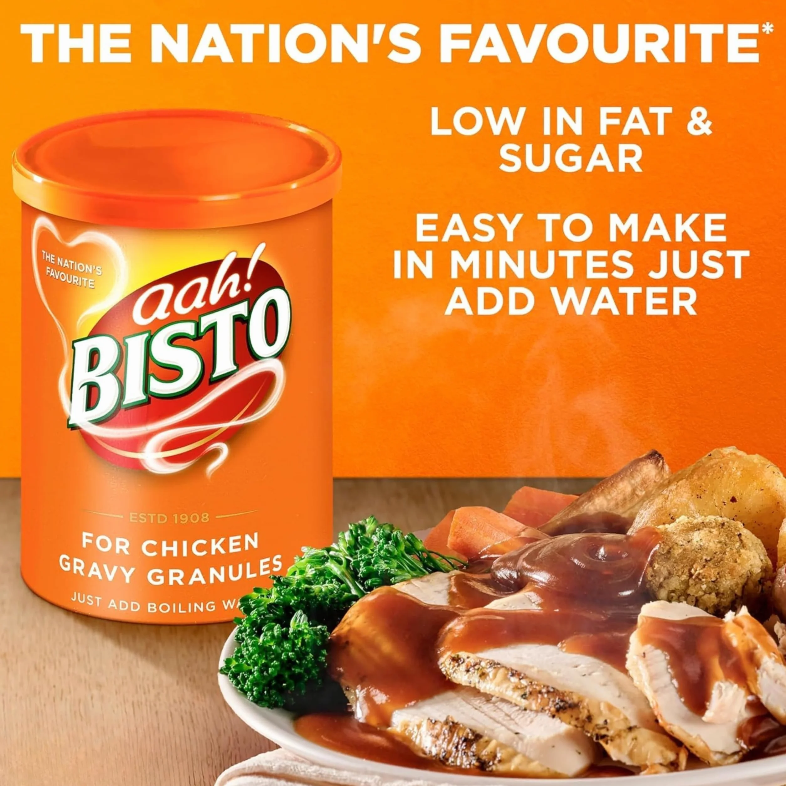 Bisto Chicken Gravy Granules 190g – Salsa Instantánea de Pollo – Gravy Inglesa Tradicional para Carnes y Asados