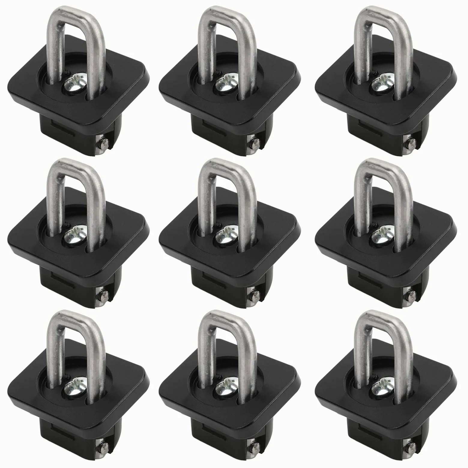 9 anclajes de amarre para cama de camión, repuesto de rodamiento de carga interior de 1000 libras para 2007-2021 (Negra)