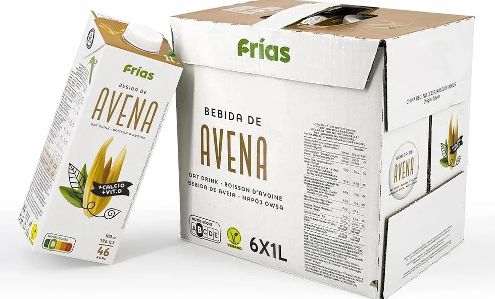 Frías Bebida Vegetal de Avena Enriquecida con Calcio Pack 6 x 1L Sin Lactosa Sin Azúcares Añadidos Vegana