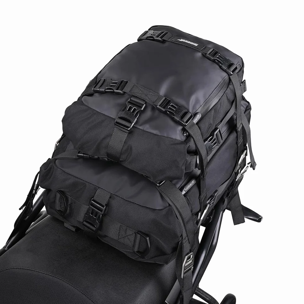 Rhinowalk Bolsa de alforja multifuncional, impermeable, 20 L, para asiento trasero de motocicleta