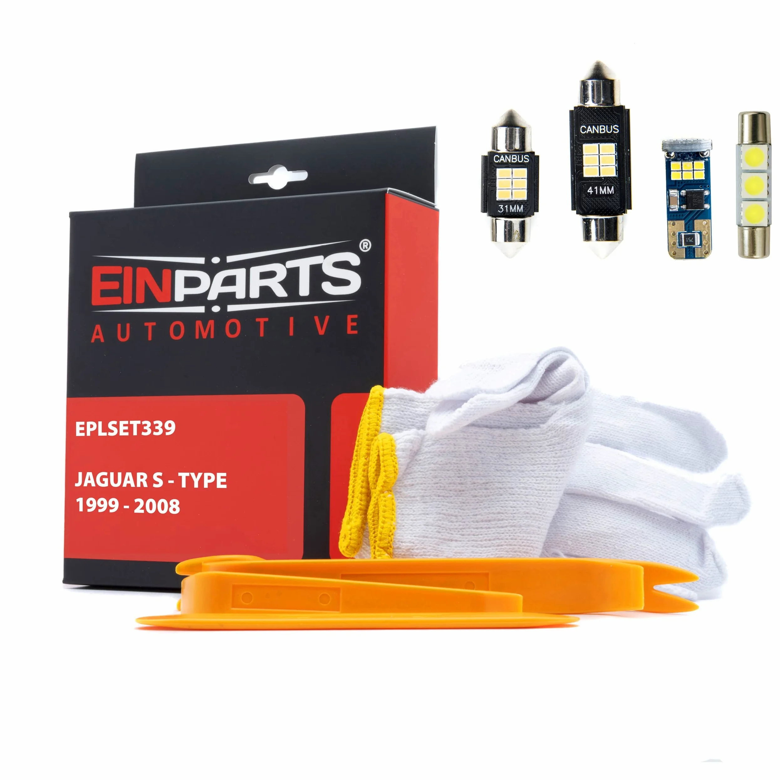 EinParts Juego de Bombillas LED para Coche, Sin errores Can-Bus, para interior de coche especifico para Jaguar S-Type 1999-2008, 18 piezas