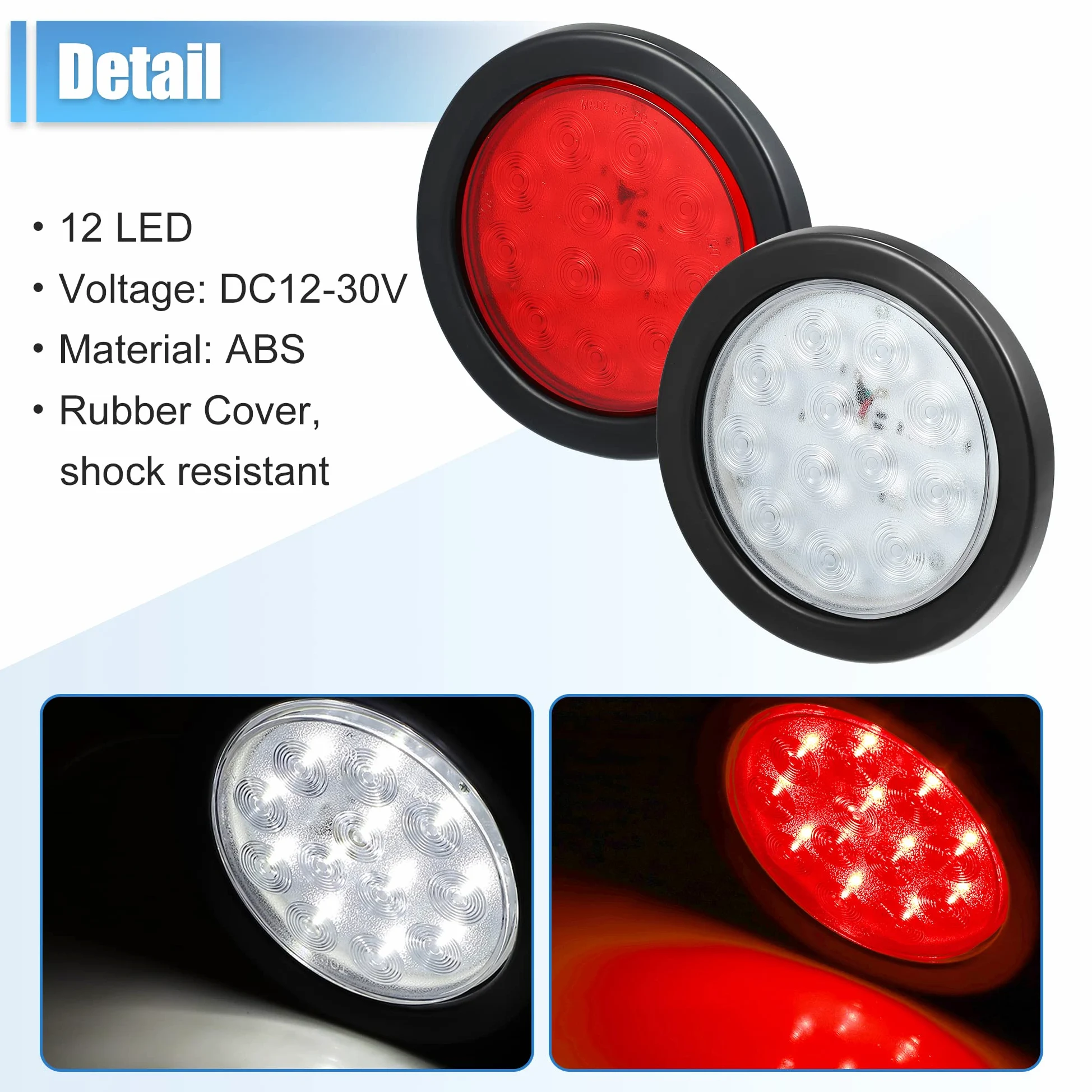X AUTOHAUX 1 Juego 4" 12 LED Rojo Blanco Remolque Luz Barra Impermeable Marcador ID Barra