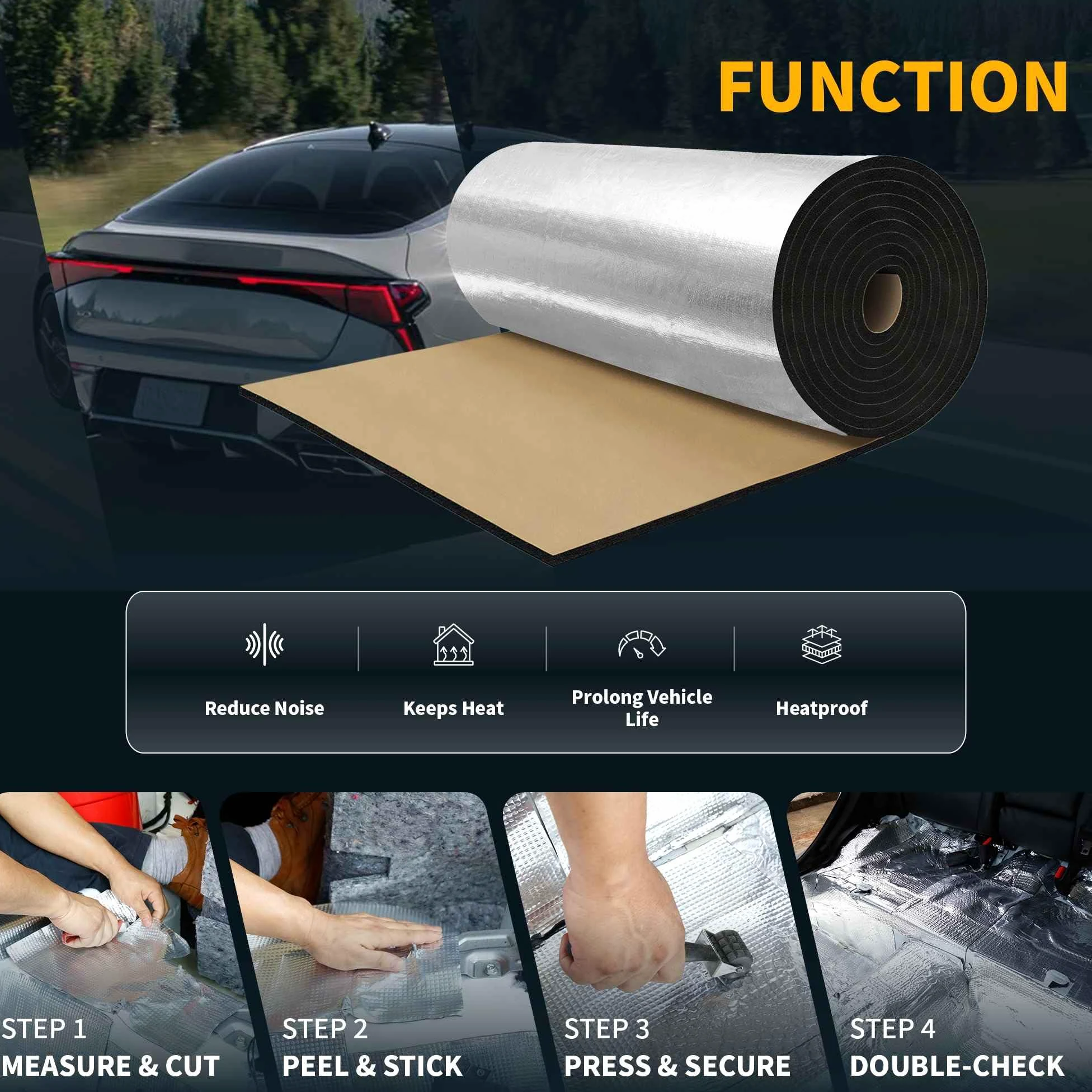A ABSOPRO Aislante Termico Insonorizante Coche, Material De Protección Térmica, Autoadhesiva Para Capó De Motor De Barco Fibra de Vidrio, Espuma de Celda Cerrada 1pcs 203cmx50cmx5mm