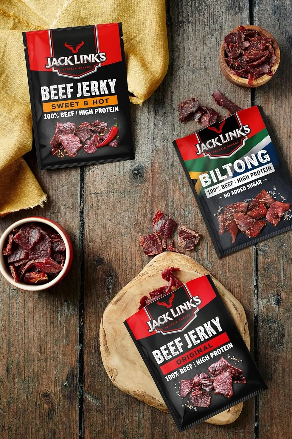 Jack Link’s Beef Jerky Sweet & Hot MrBeast Edition Pack de 12 Snack Alto en Proteína Carne de Vacuno Deshidratada