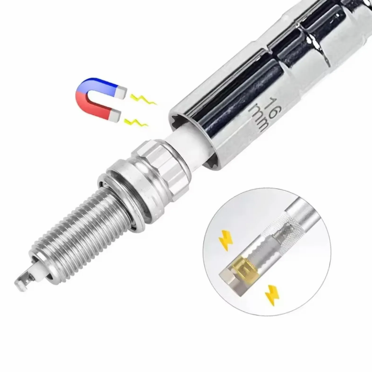 Llaves de bujías Bujía Herramienta Magnética Llave Giratoria Extensión Larga Instalación Reparación Torque Extracción 14mm 16mm
