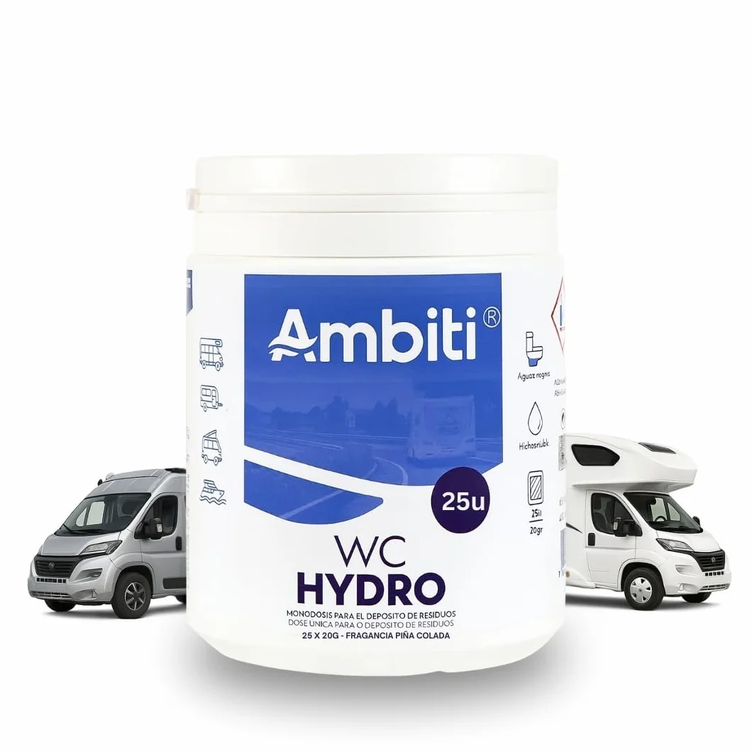 Ambiti | Monodosis Hidrosolubles para Depósito de Residuos de Autocaravanas,Caravanas y Campers| Antibacteriano| Elimina Deshechos Orgánicos y Papel Higiénico| Fragancia Piña Colada (15)