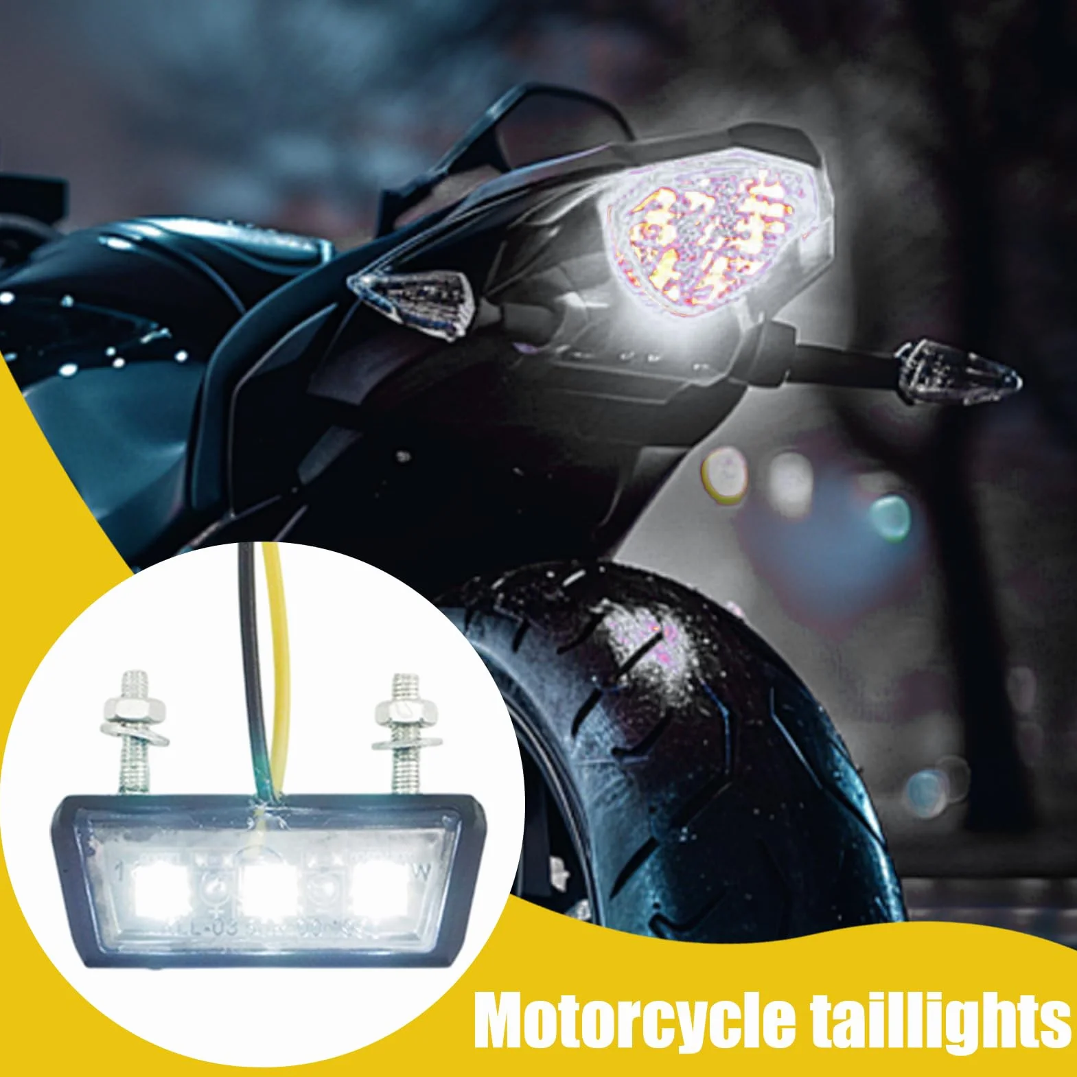 Luces LED para Motocicleta | Luz de Matrícula para Moto | Luz Trasera Desmontable Antivibraciones Impermeable Para Uso Urbano