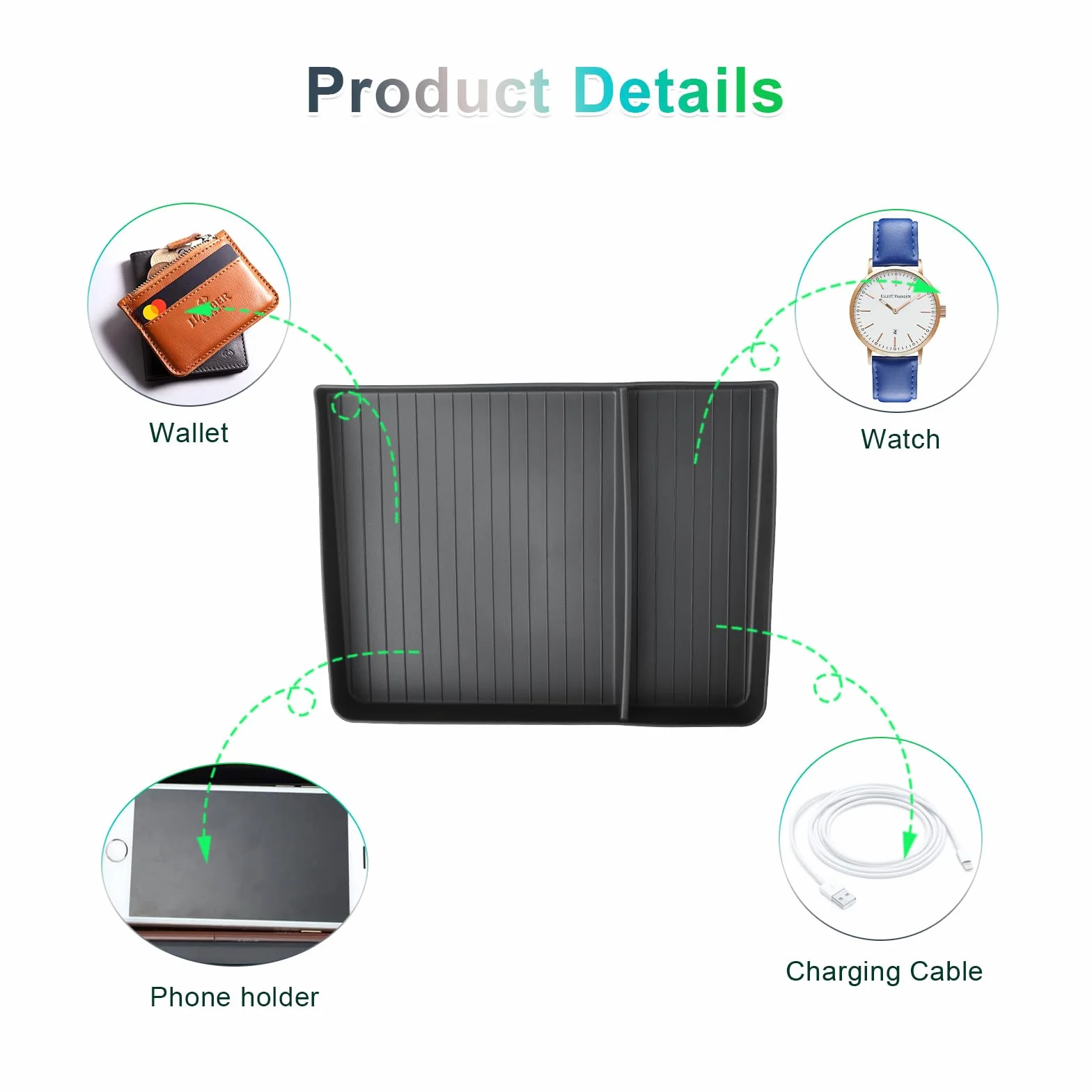 GAFAT Compatible con Hyundai Ioniq 5 N-line 2021-2025 2026 Organizador de Consola Central para Guantera, Facelift Ioniq 5 2024 Accesorios Caja de Almacenamiento, de Goma Blanda TPE, Plegable