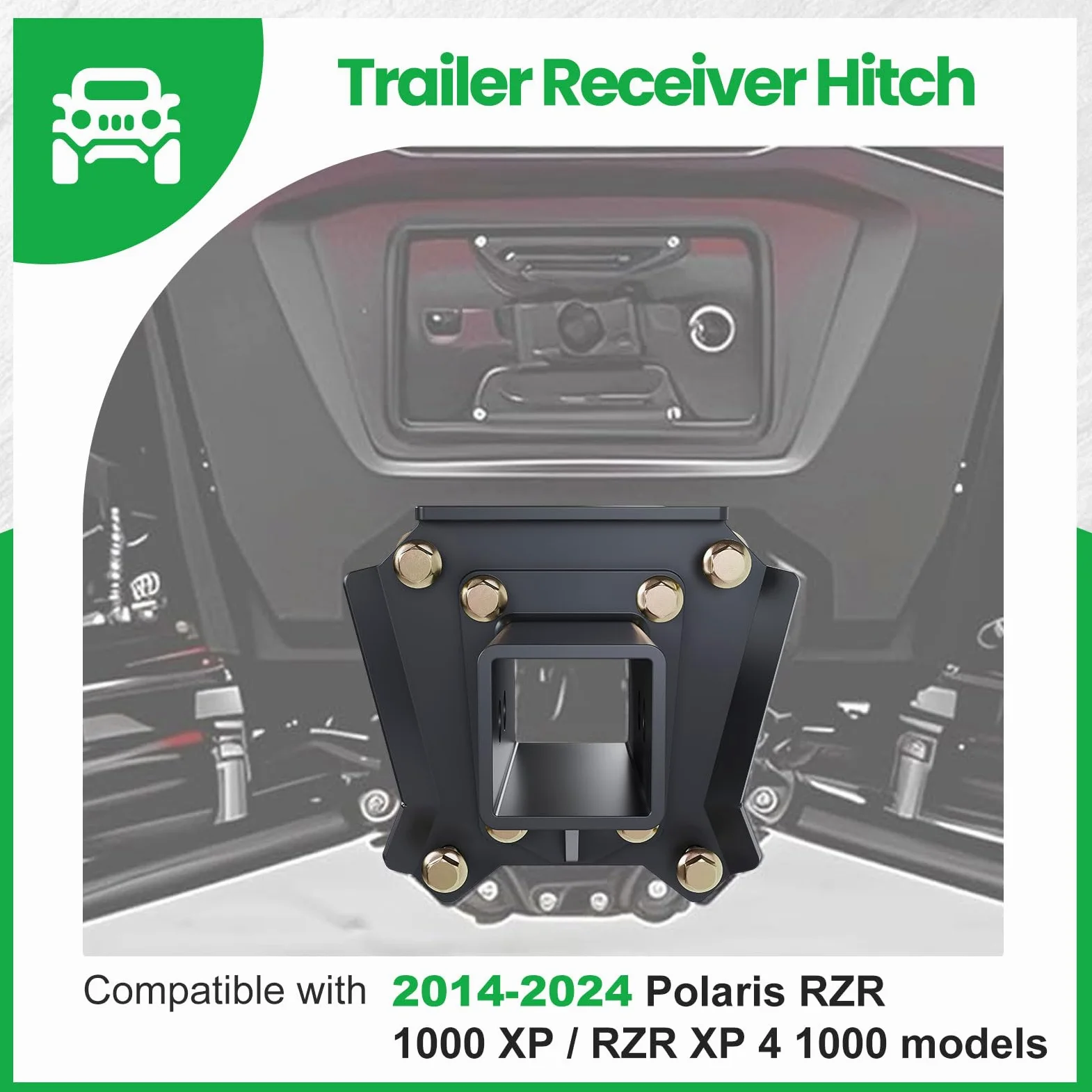 HECASA Enganche Receptor de Remolque Polaris RZR XP 4 1000 Razor de 2 Pulgadas con Perno en 101200 3000 Libras